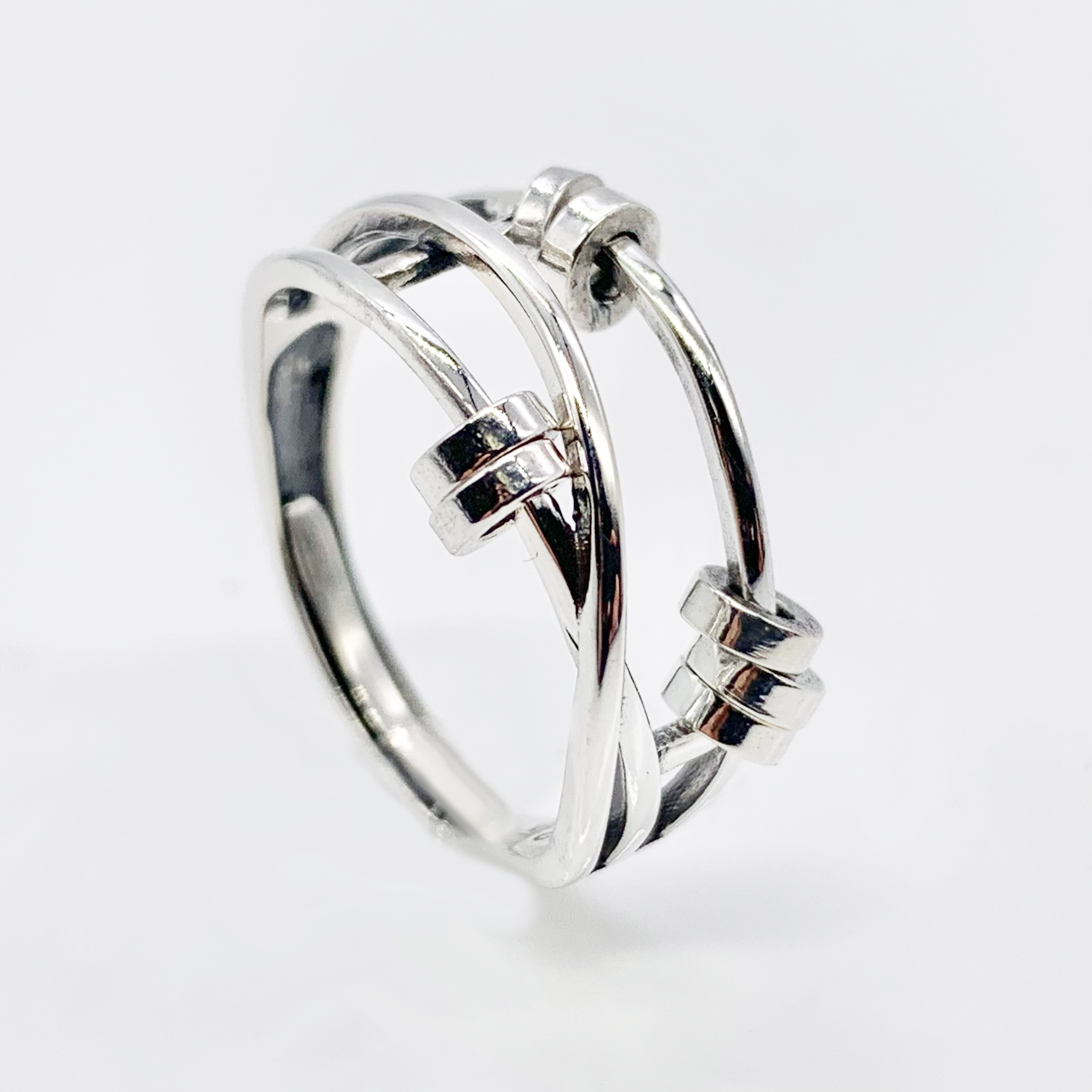 Unique Design Adjustable Fidget Spinner Rings-Real Silver S925 