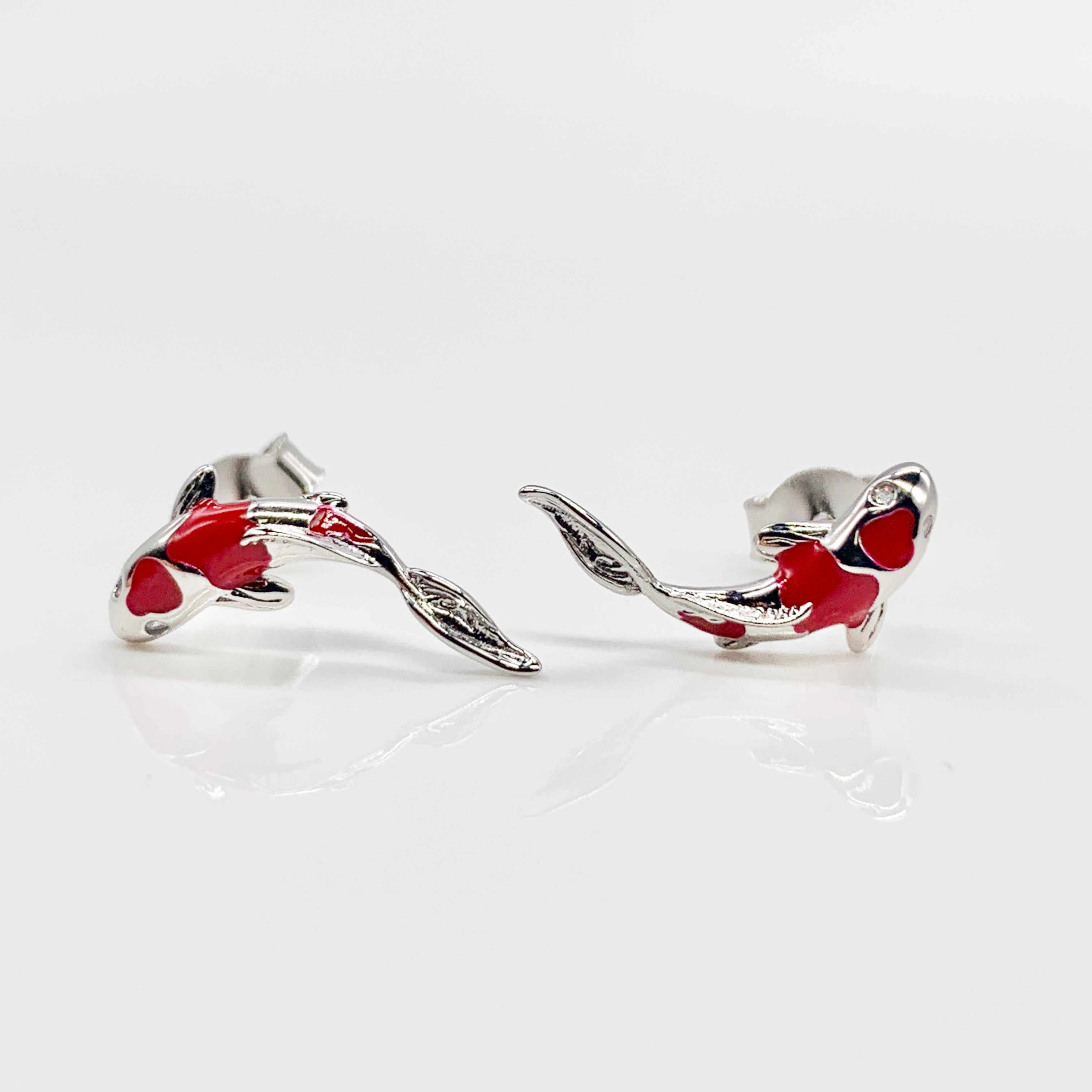Koi Fish Earrings-Real Sterling Silver S925