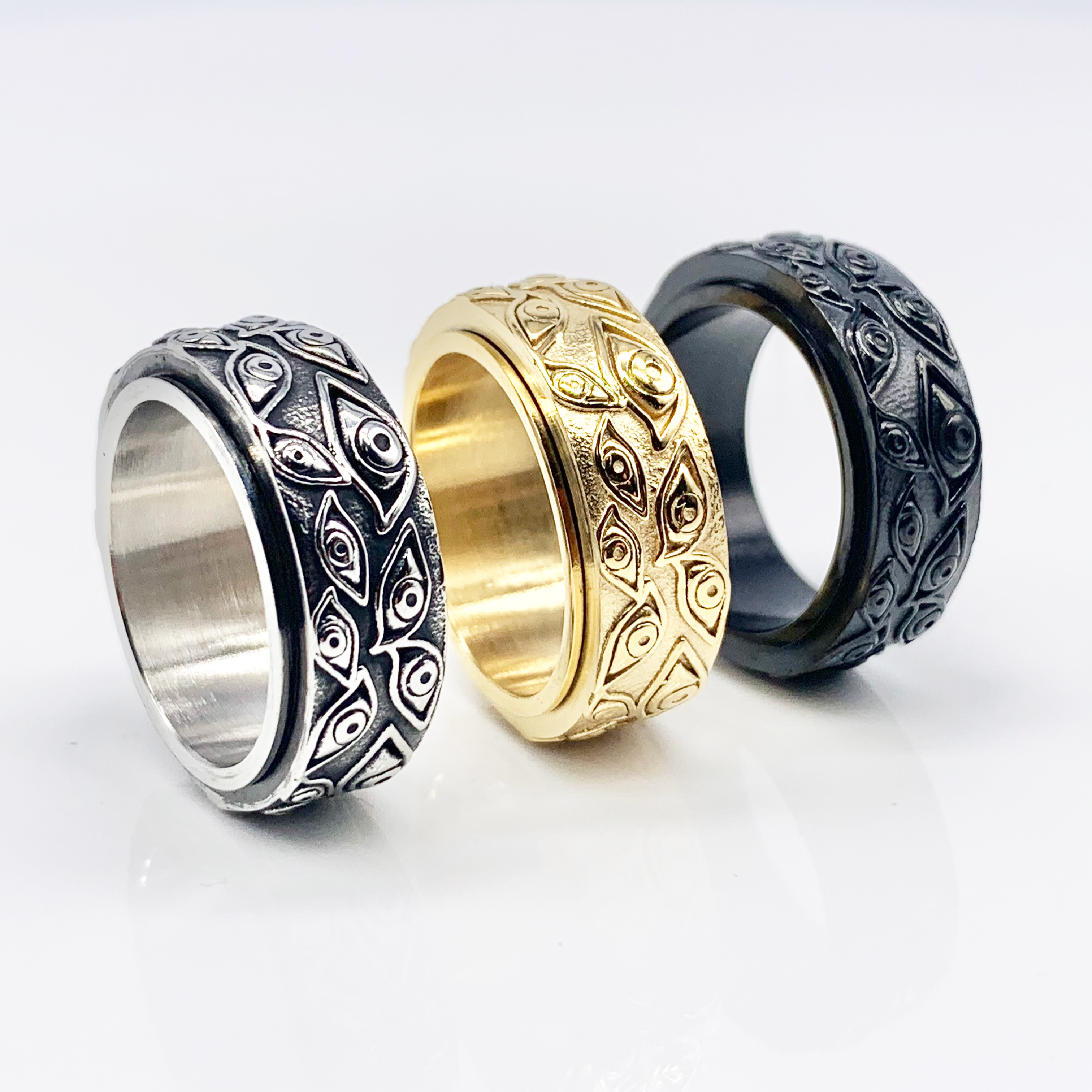 Eye Spinner Silver/Gold/Black Fidget Ring