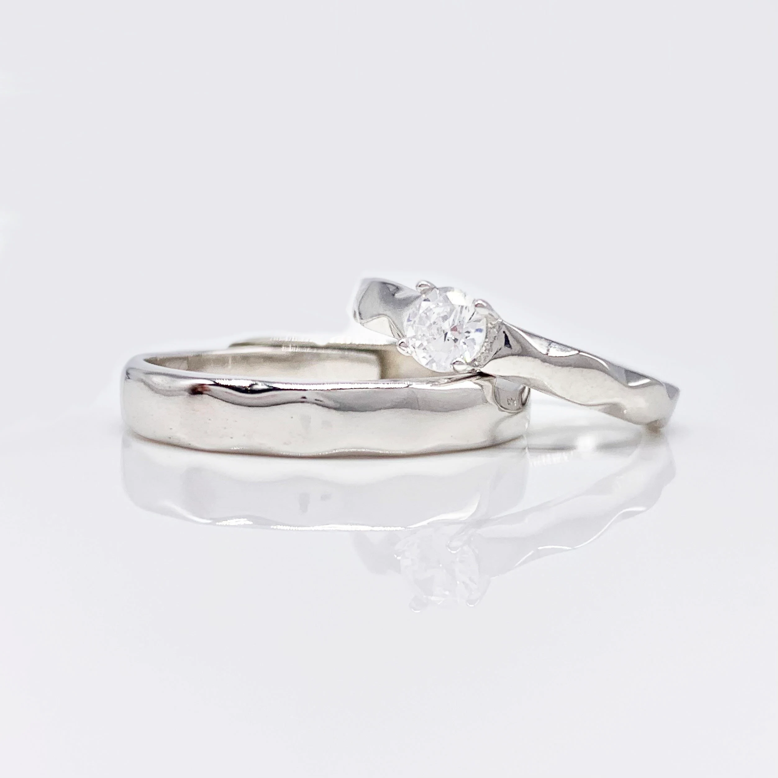 Set of 2 Adjustable Couple Rings -Premium Real Silver S925
