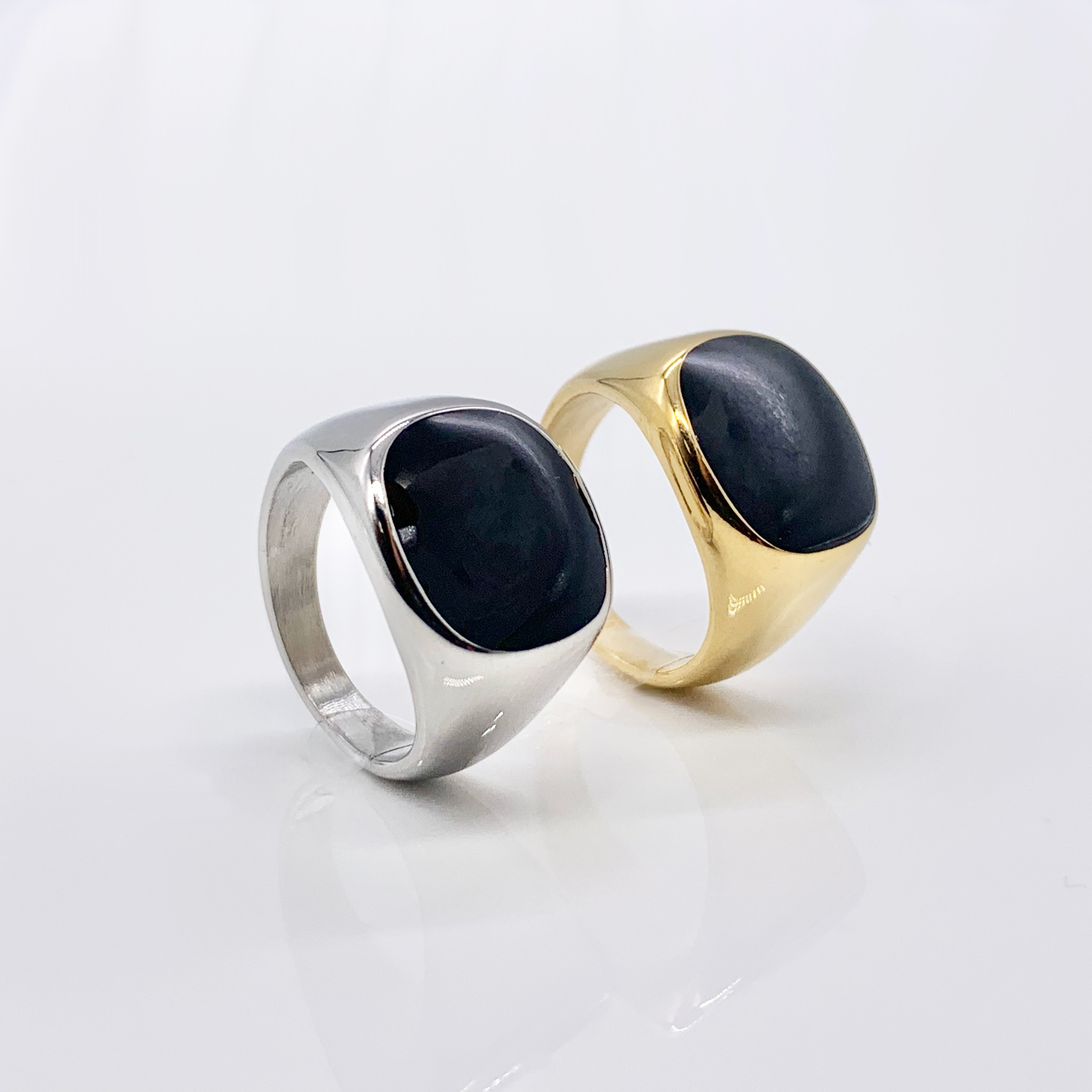 Round Stainless Steel Gold/Silver Pinky Ring