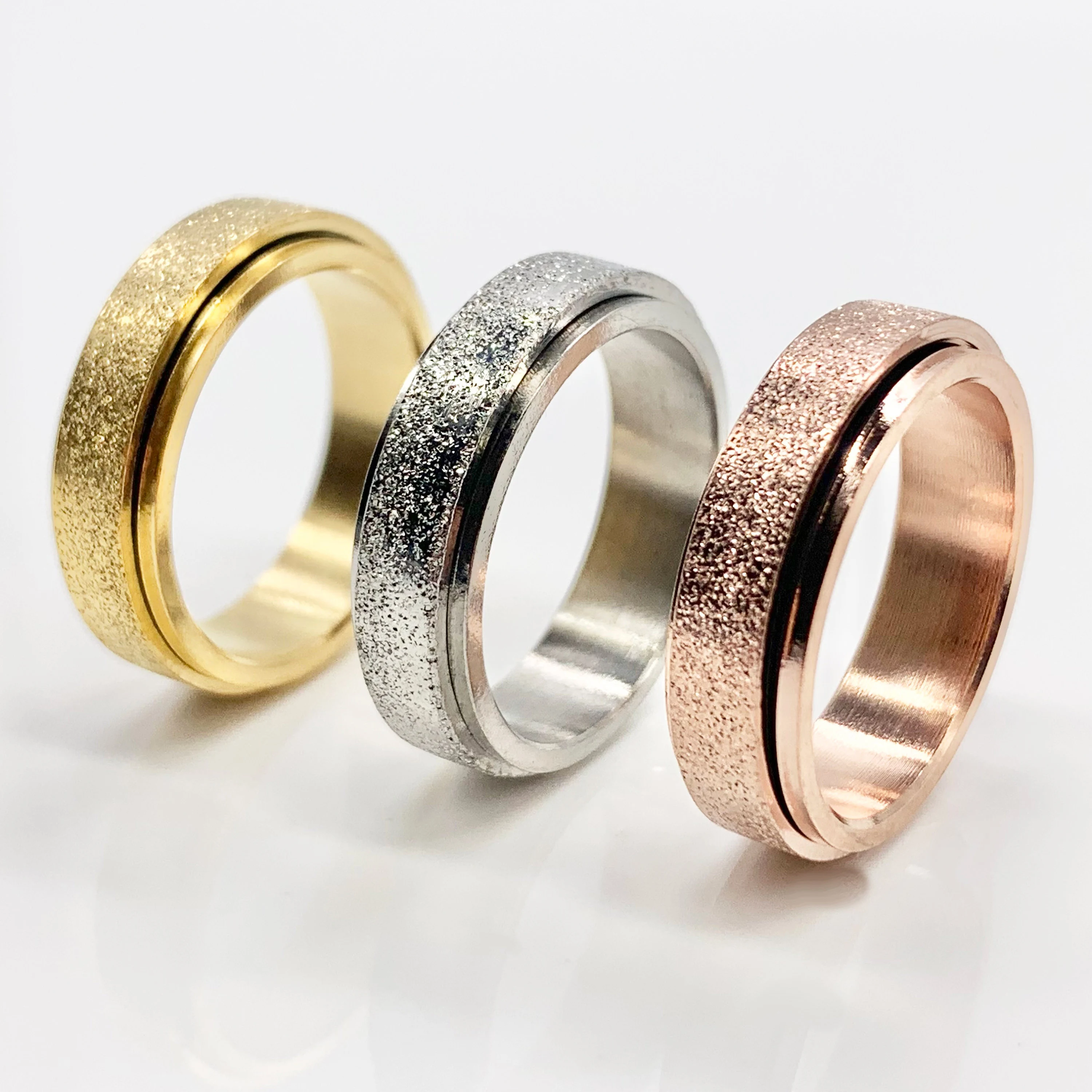 Sand Finish Titanium Steel Spinner Fidget Ring