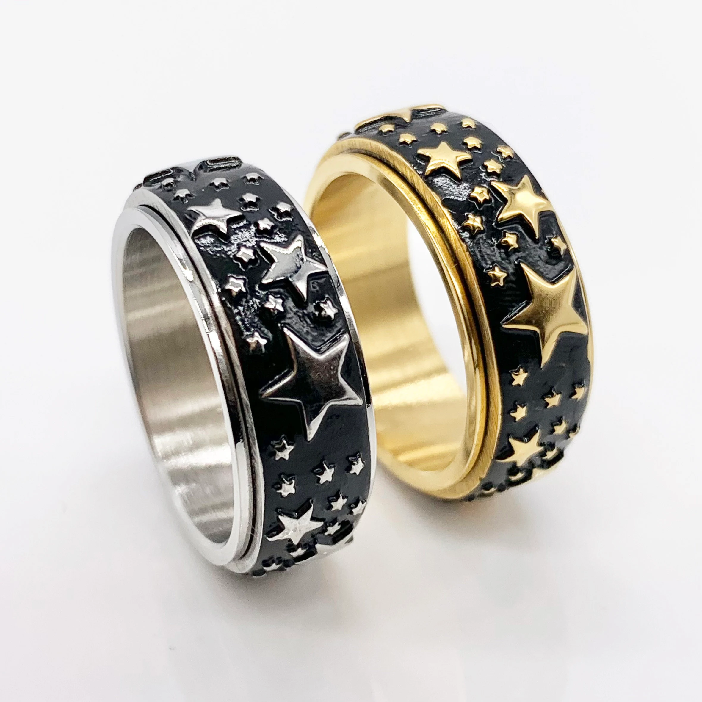 Spinner Fidget Ring featuring 3D Stars