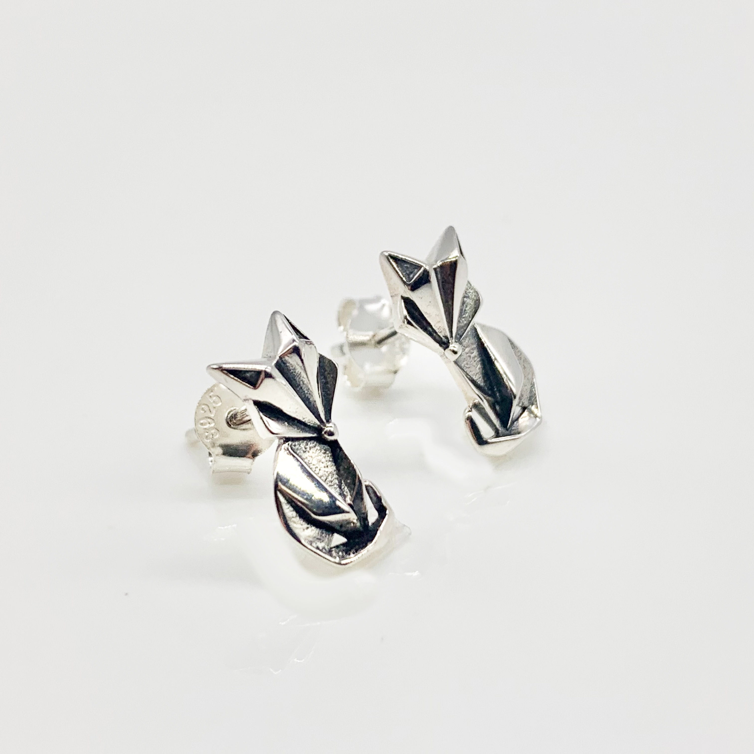 Origami Fox Earrings - Premium Real S925 Sterling Silver