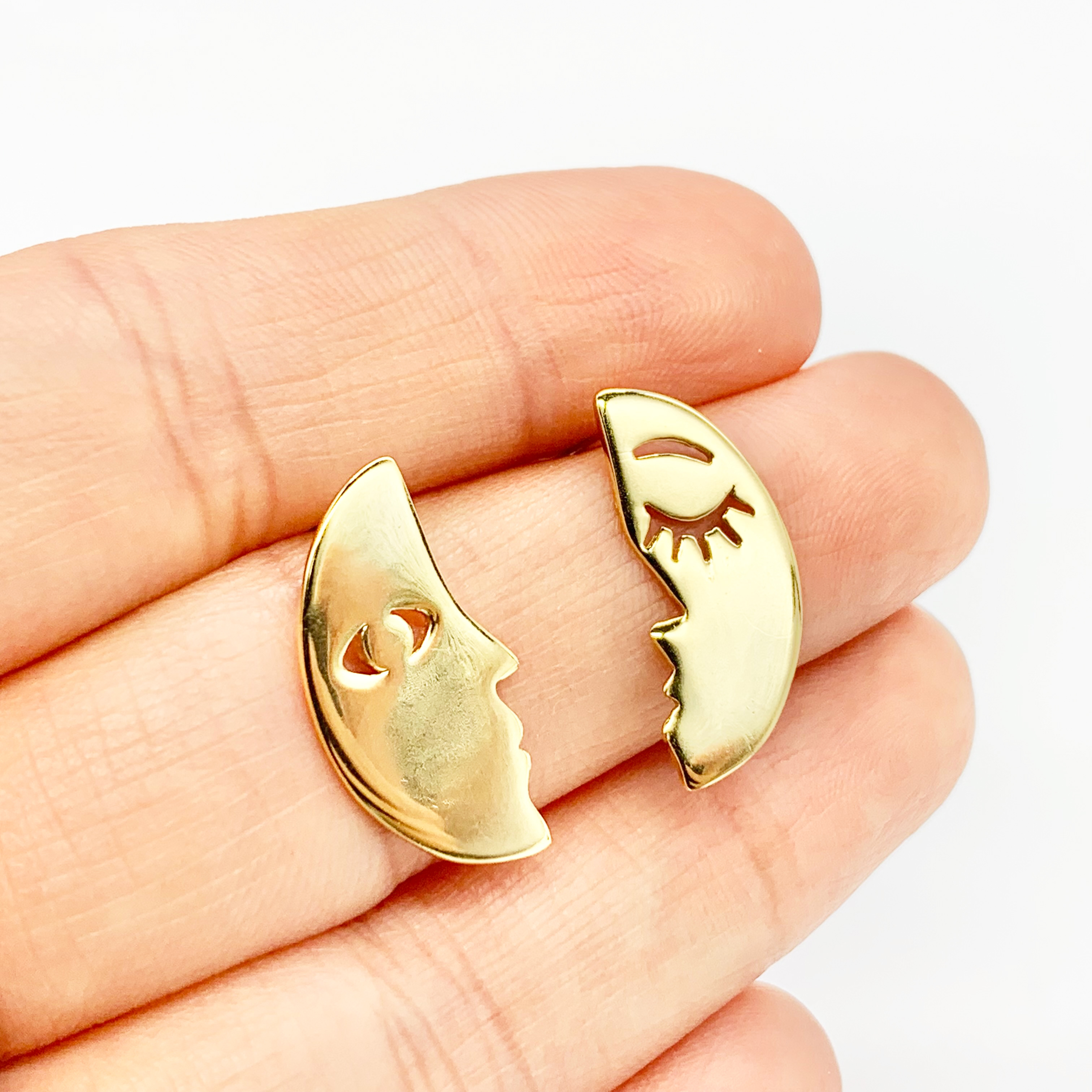 Gold Moon Earrings-Premium Real S925 Silver