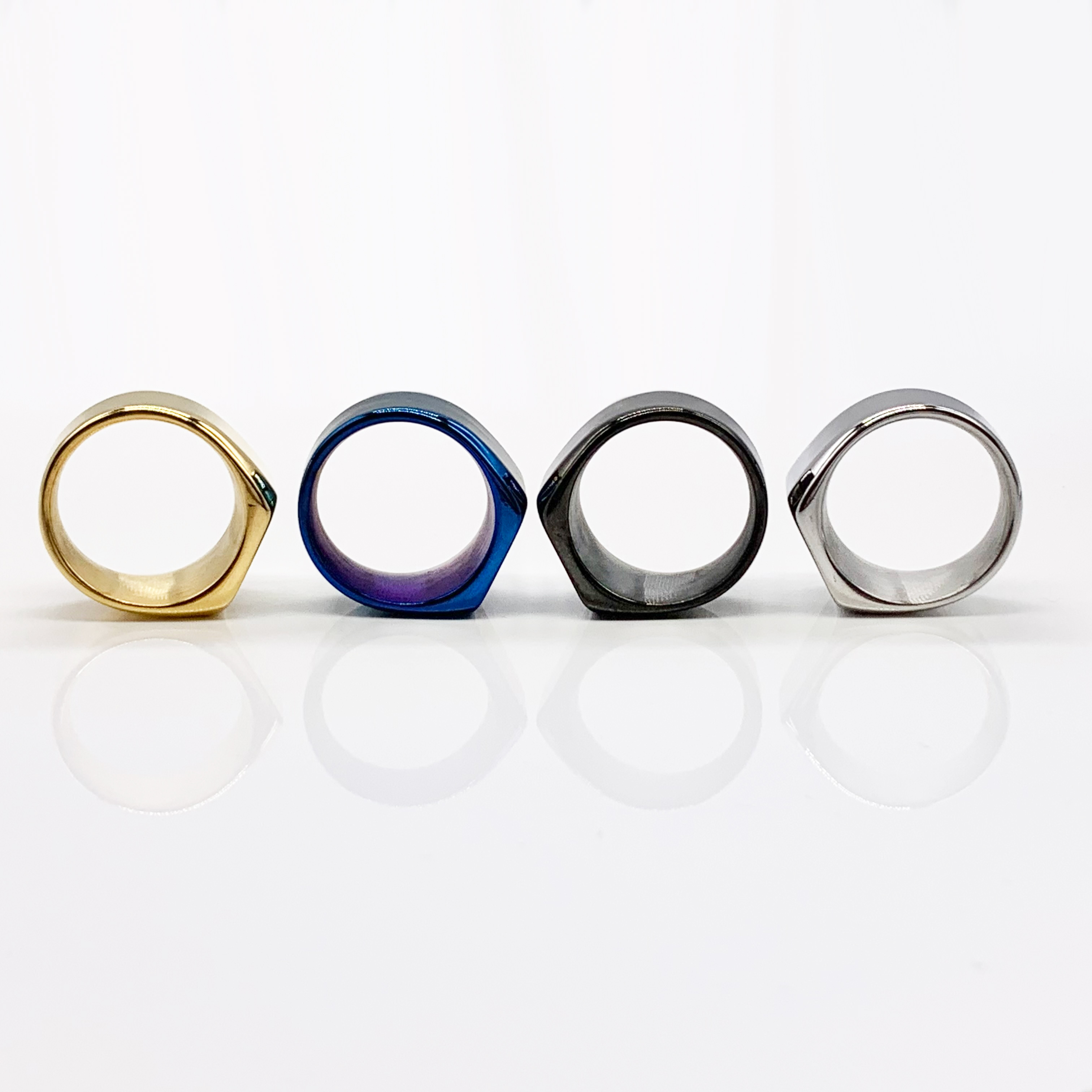 Square Mirror Polished Blue/Black/Gold/Silver Signet Ring