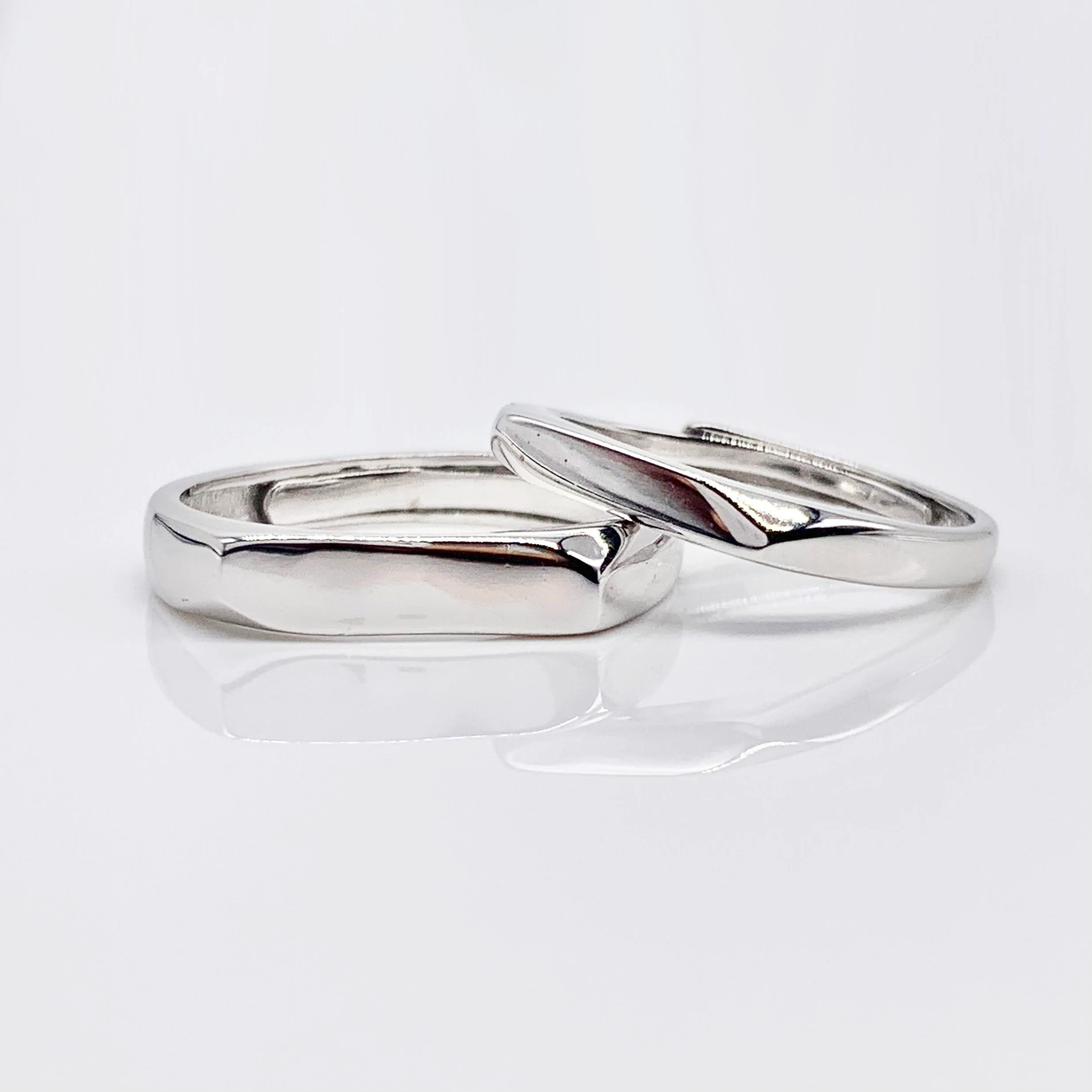 Simple Adjustable Couple Rings Set 100% Real Silver S925