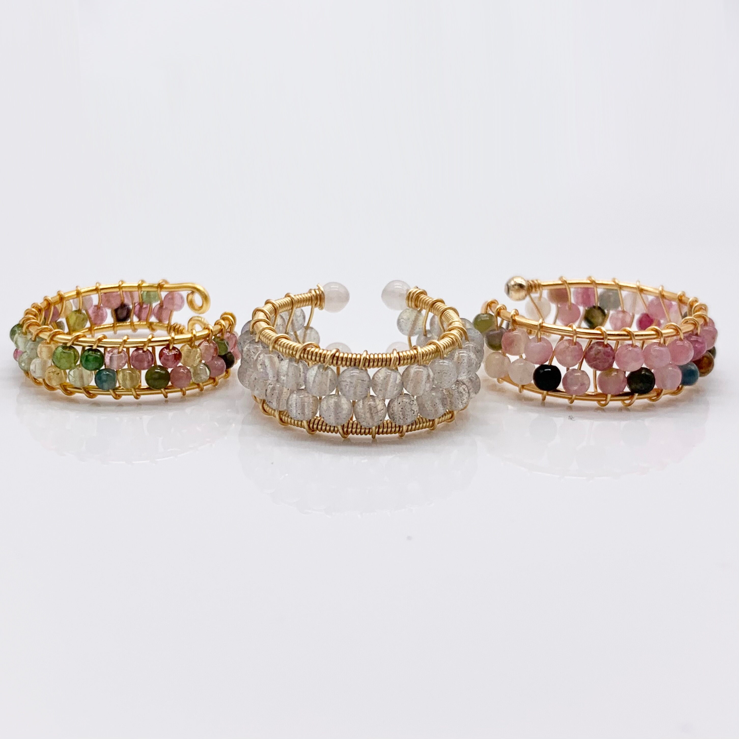  Dainty Beaded Copper Spinner Fidget Ring