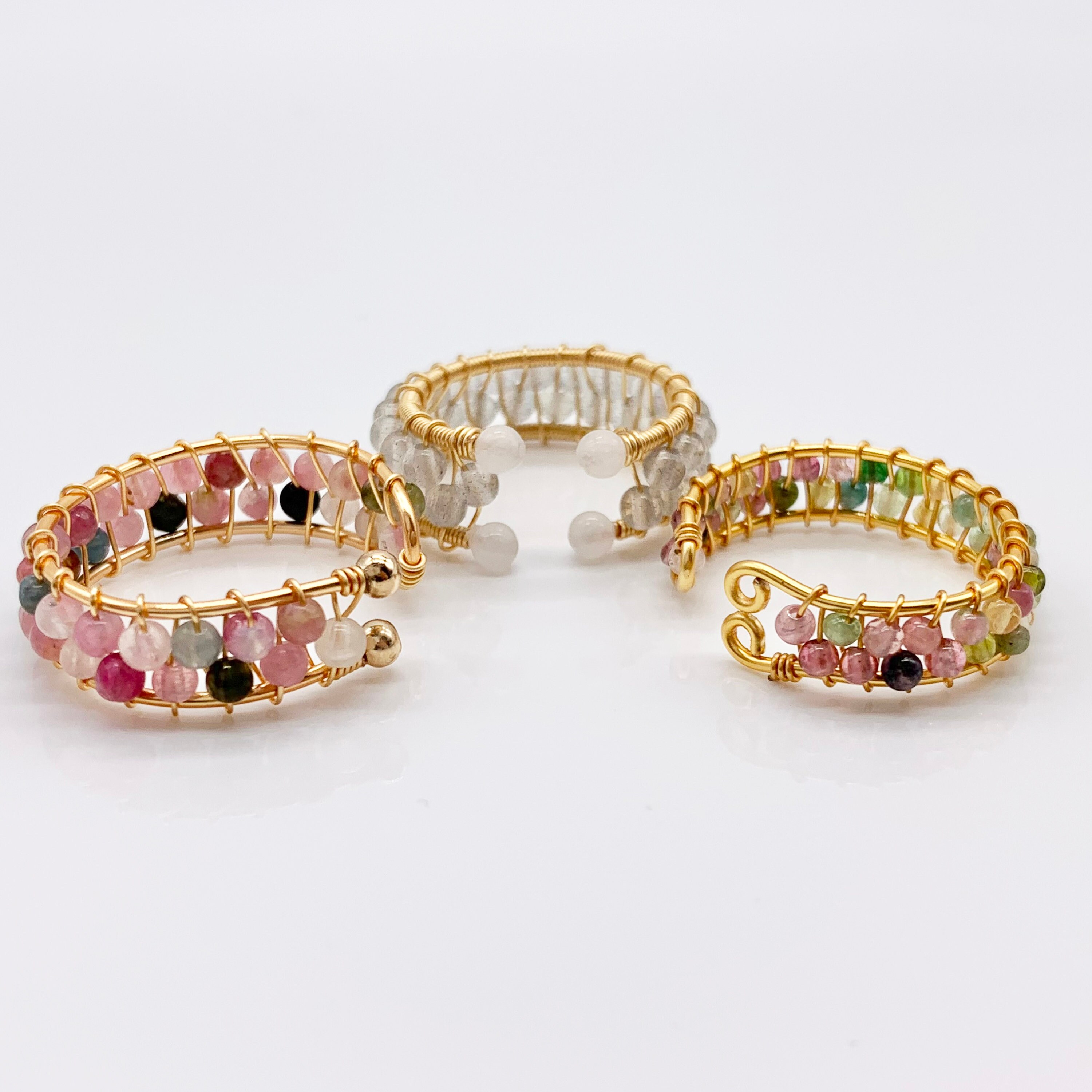  Dainty Beaded Copper Spinner Fidget Ring