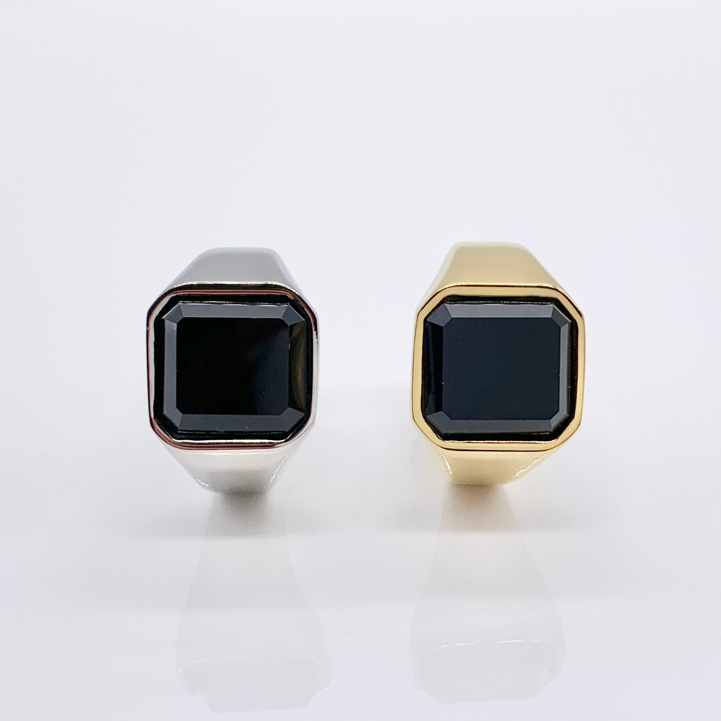 Square Mirror Polished Stainless Steel Silver/Gold Pinky Ring