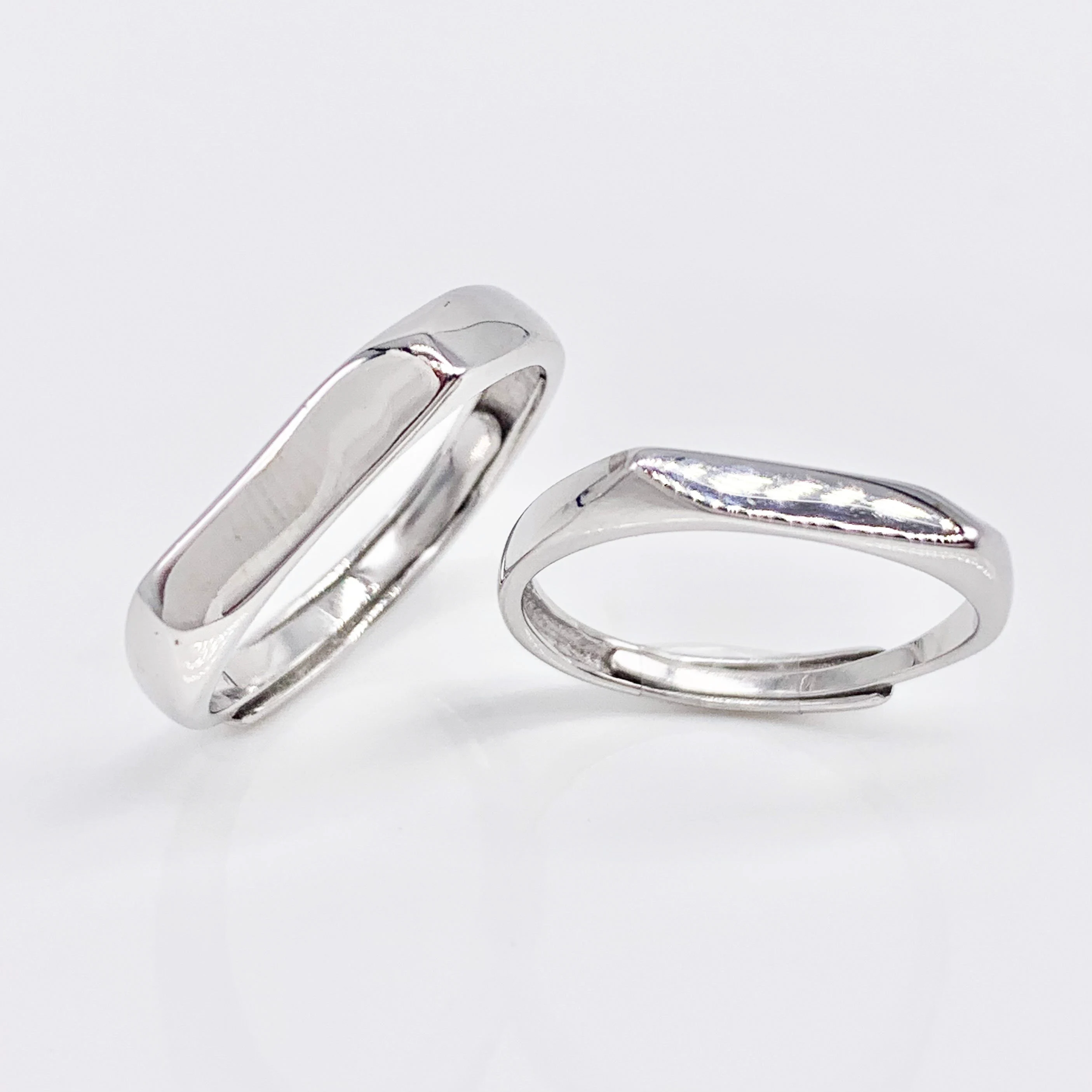 Simple Adjustable Couple Rings Set 100% Real Silver S925
