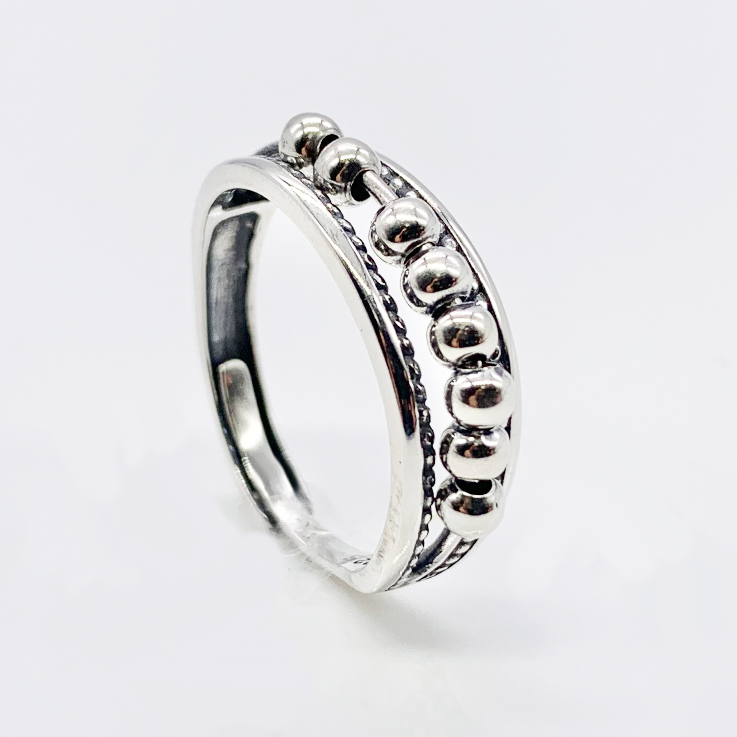 Unique Design Adjustable Fidget Spinner Rings-Real Silver S925 