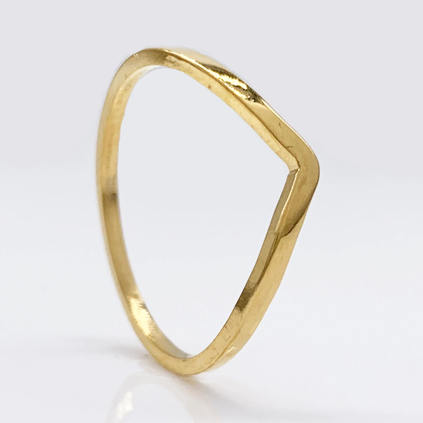 Chevron V-Shape Stainless Steel Ring, Wishbone Wedding Ring