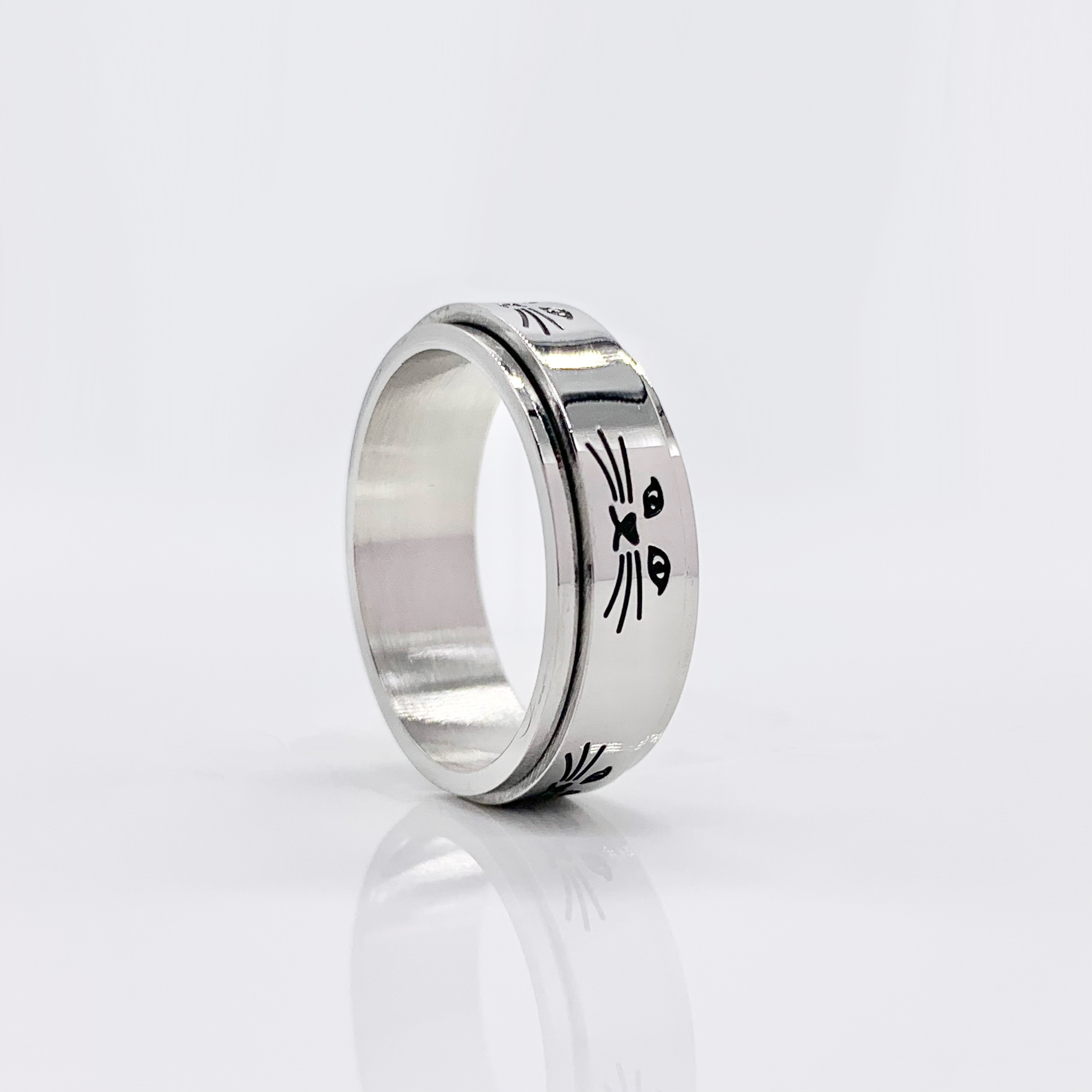 Cat Stainless Steel Spinner fidget Ring For Cats Lovers 