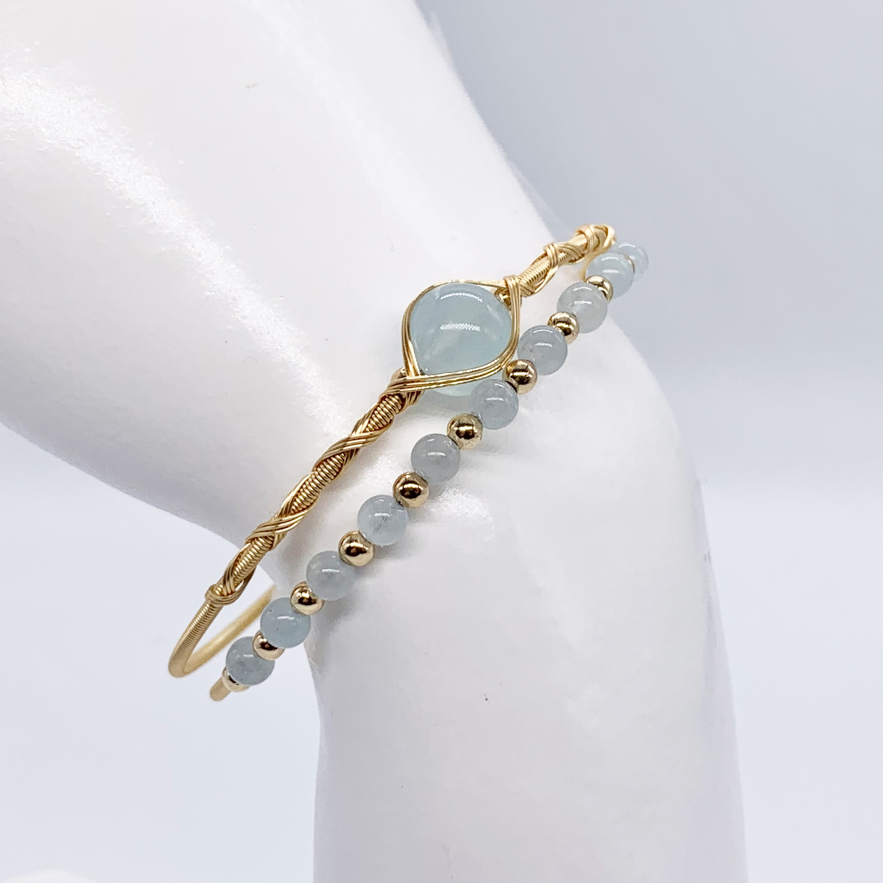 Tourmaline | Strawberry Crystal | Emerald | Aquamarine Handmade Gemstone Adjustable Copper and 14k Gold-plated bracelet  