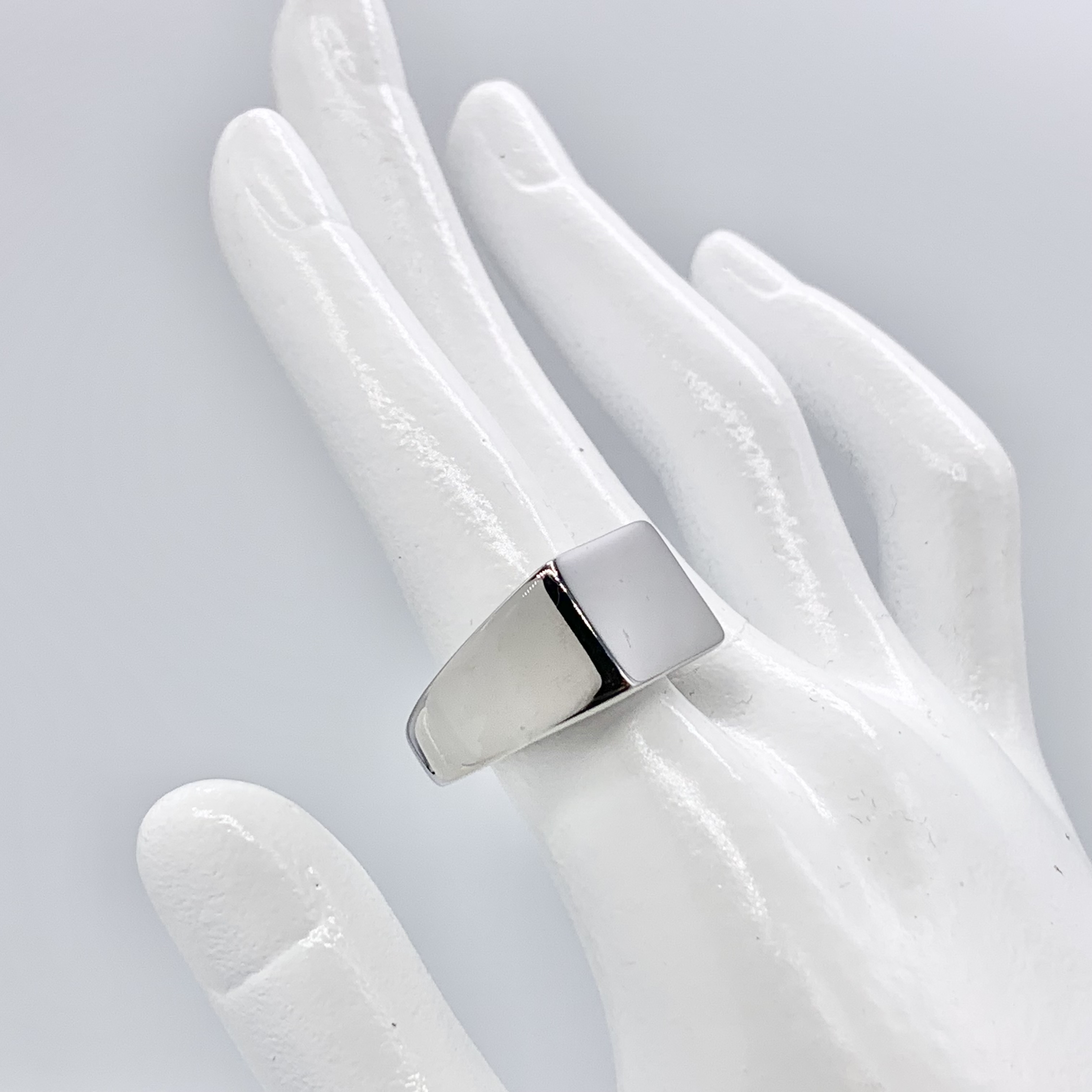 Rectangle signet Gold/Black/Silver Polished Mirror Finish Pinky Ring