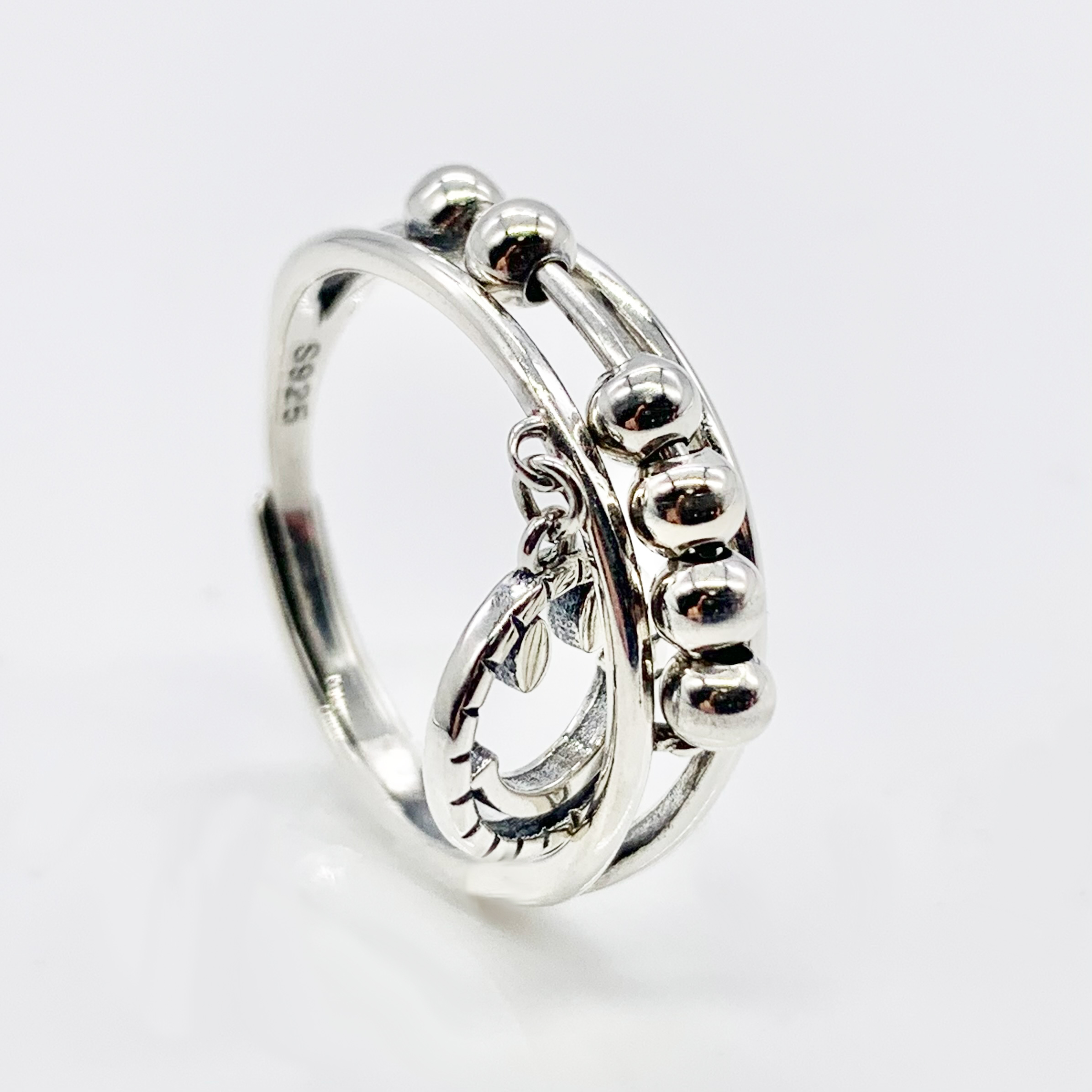 Unique Design Adjustable Fidget Spinner Rings-Real Silver S925 