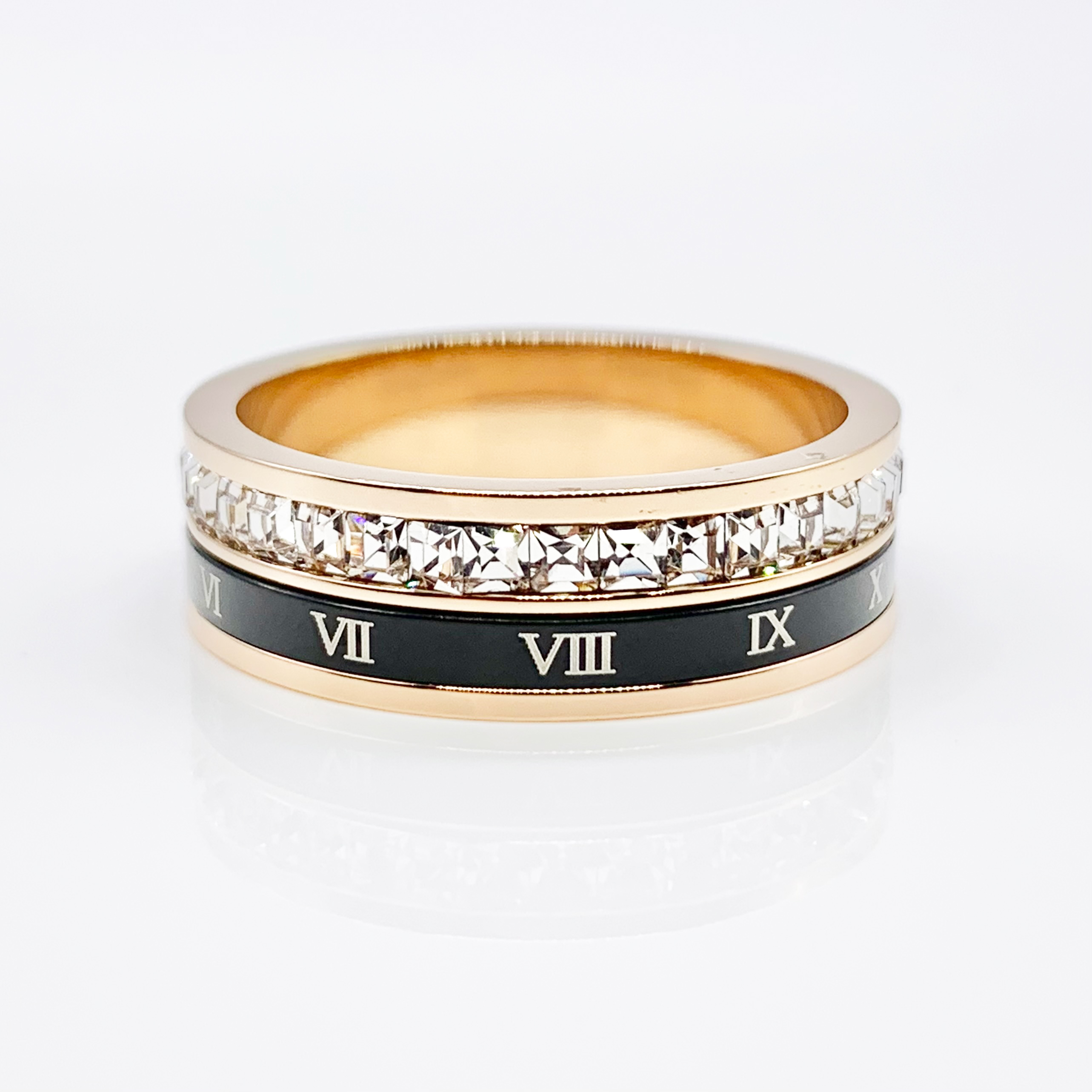 Roman Numeric Titanium steel Spinner Fidget Ring