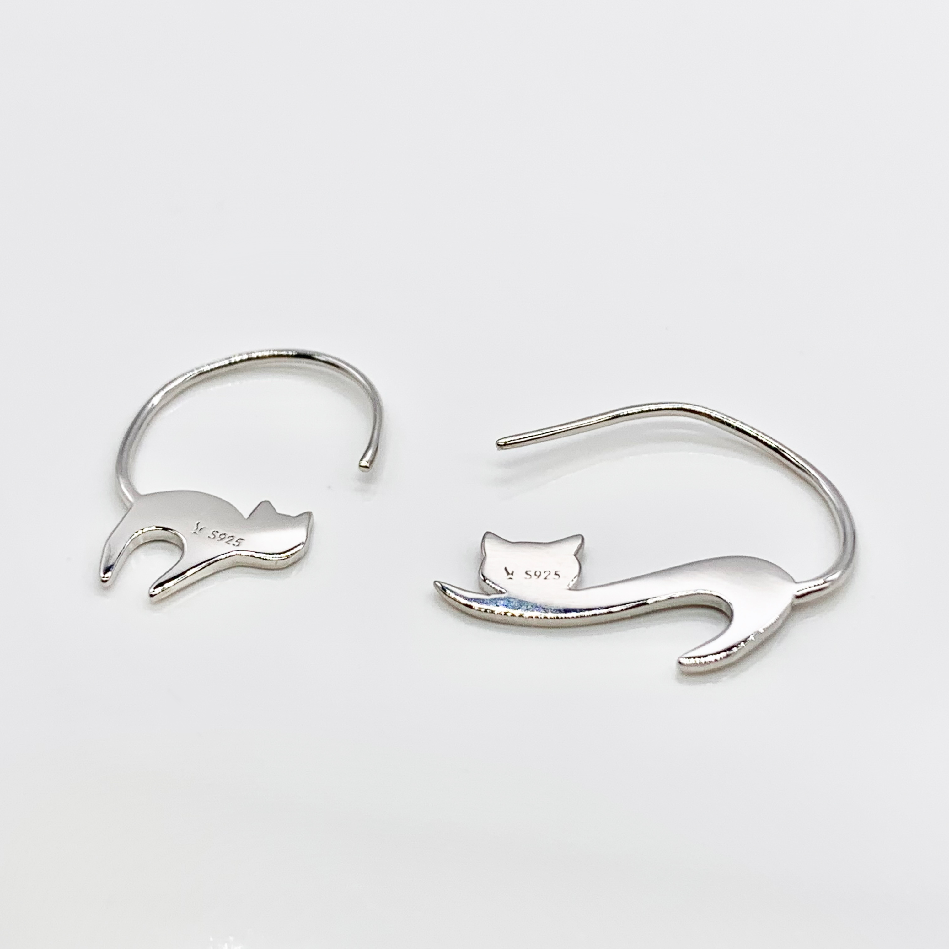 Cat Stud Earrings - Premium Real S925 Silver