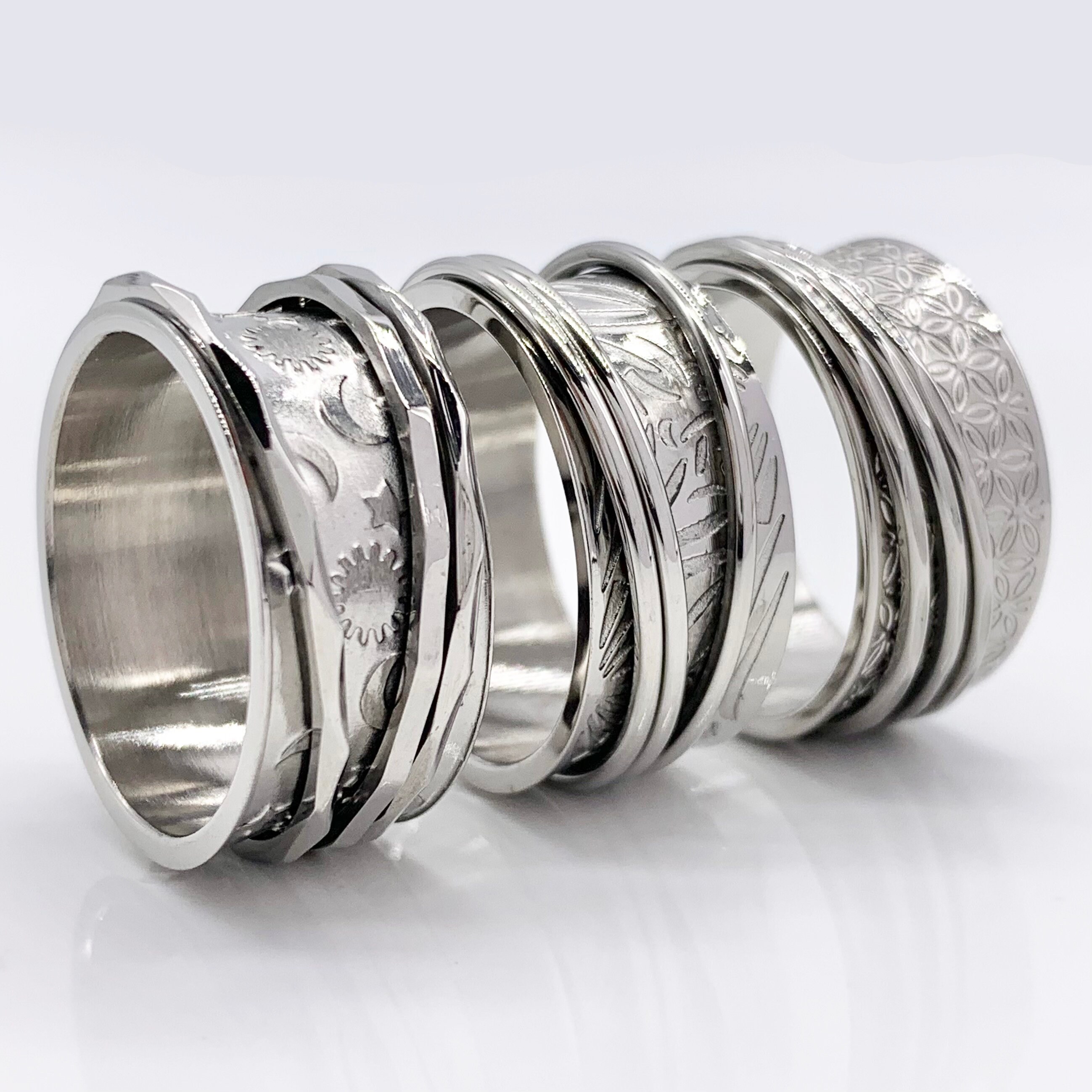 Wide Spinner Fidget Stainless Steel Ring