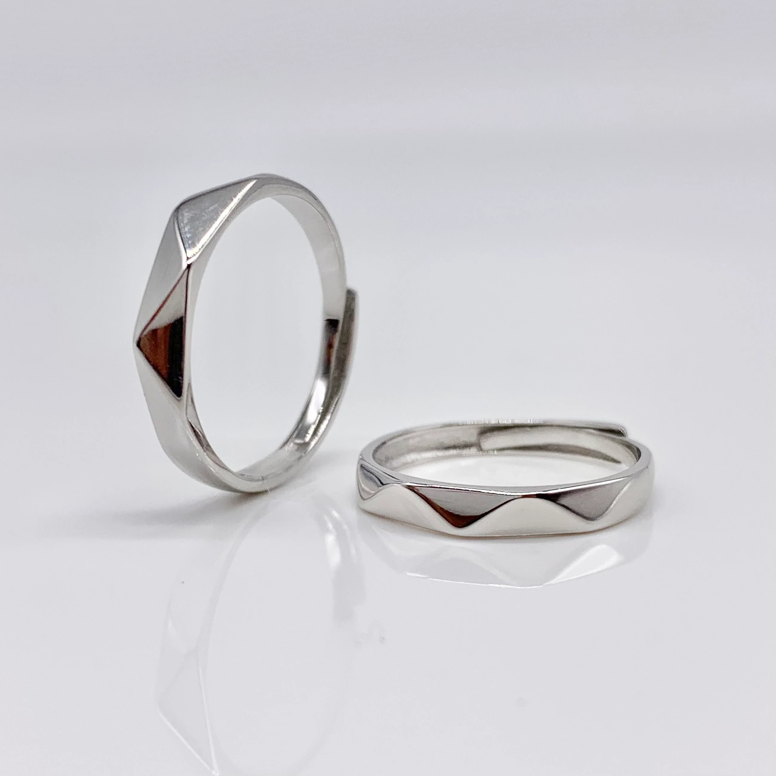 Set of 2 Adjustable Couple Rings -Premium Real Silver S925