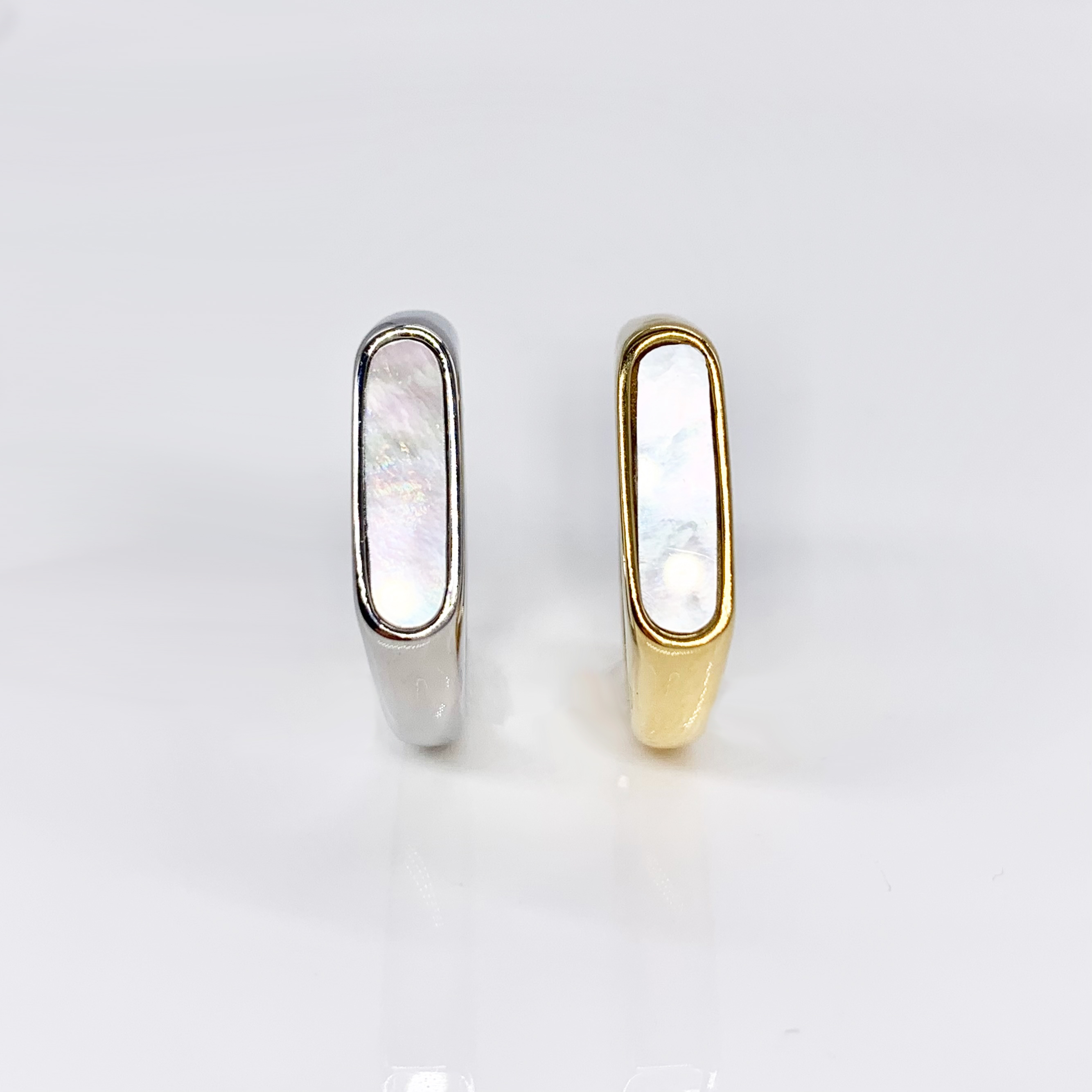 Classic Stainless Steel Minimalist Silver-Gold Signet Pinky Ring