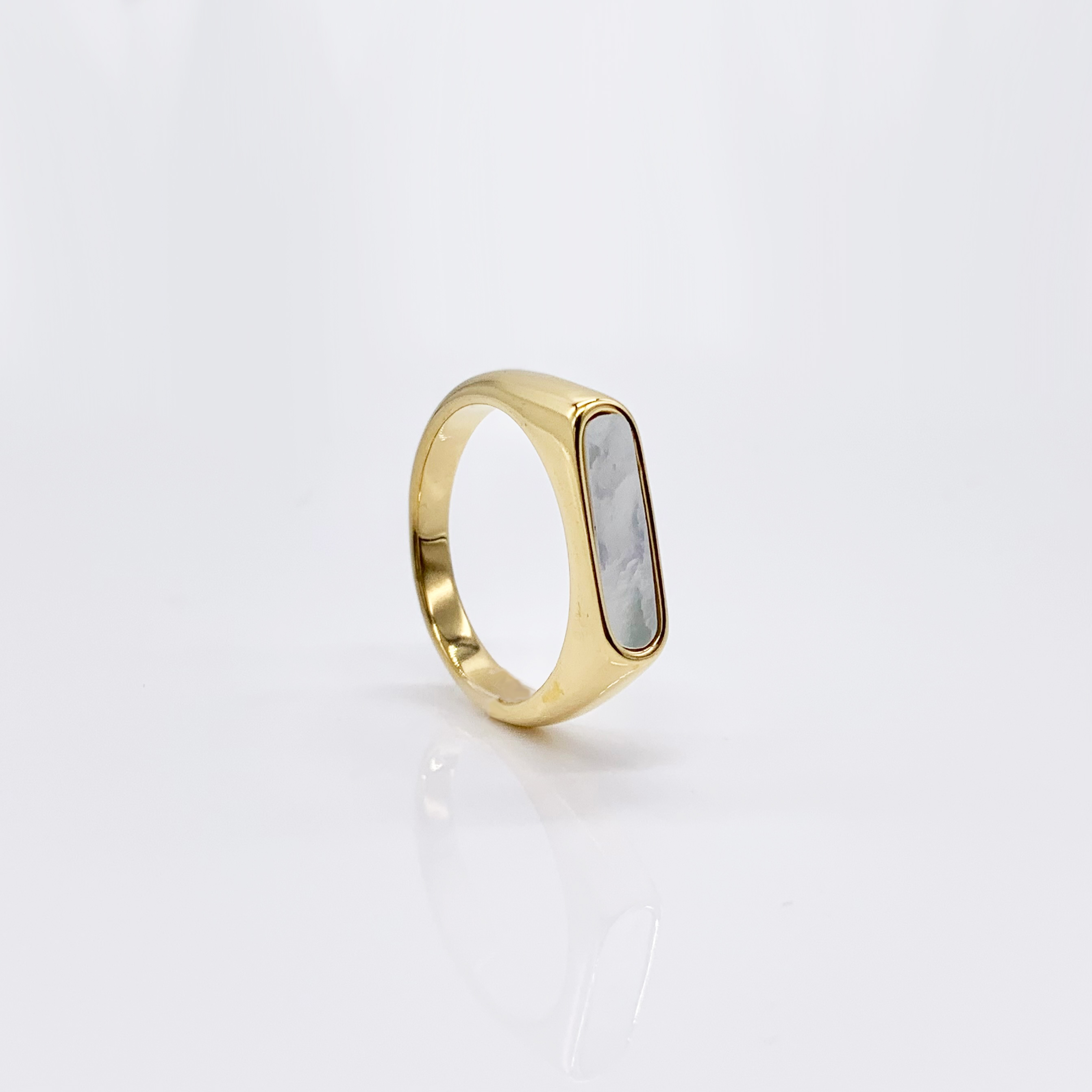  Classic Stainless Steel Minimalist Silver-Gold Signet Pinky Ring 