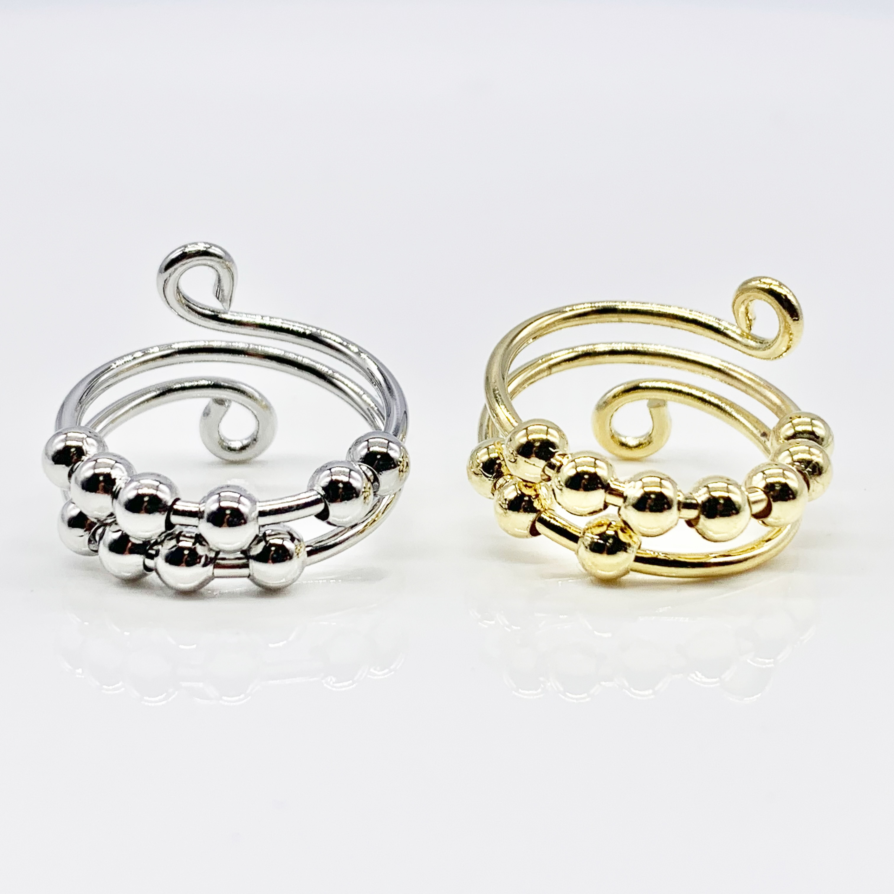 Dainty Fidget Silver/Gold Spinner Ring