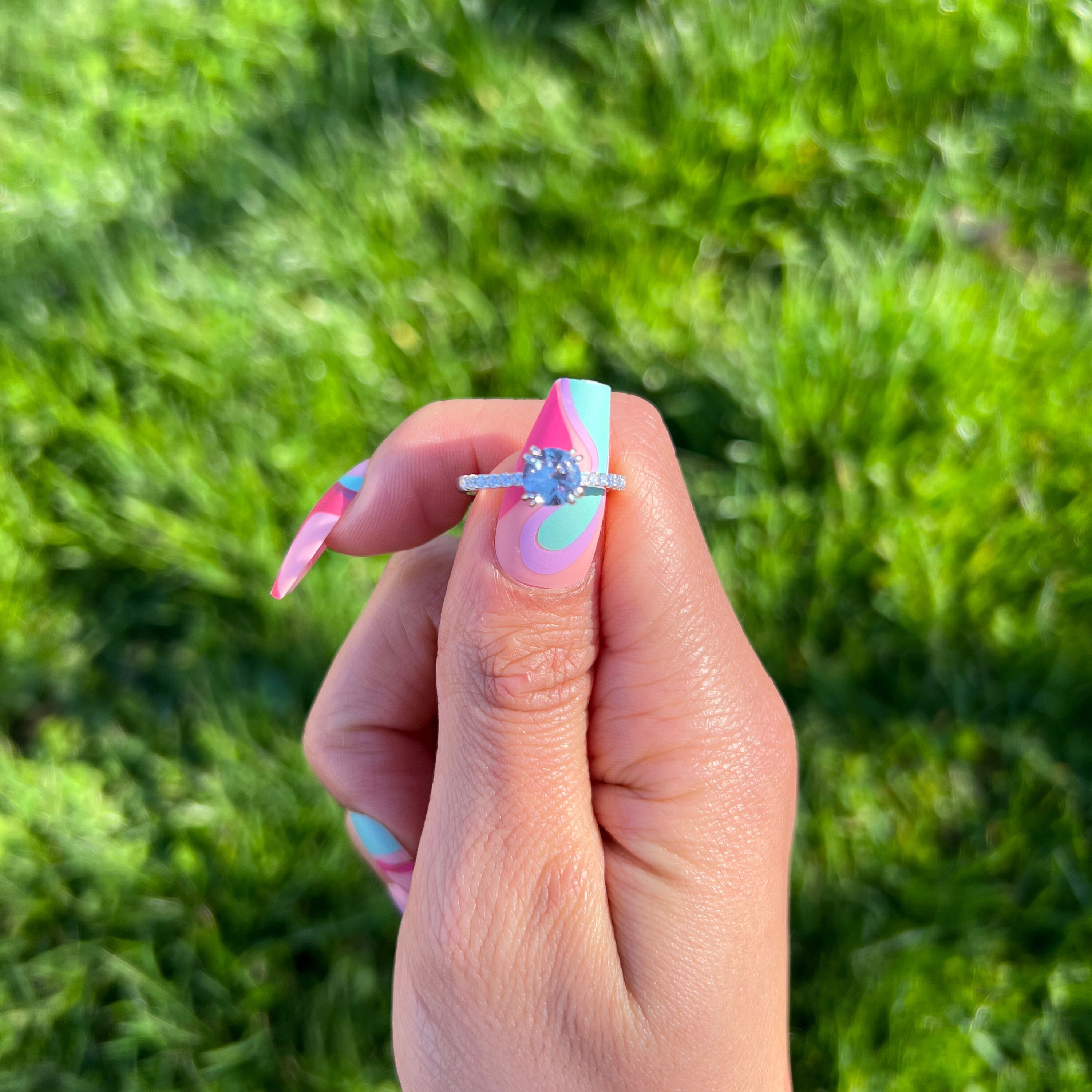 Unique Alexandrite June Birthstone Ring, Real Sterling Silver