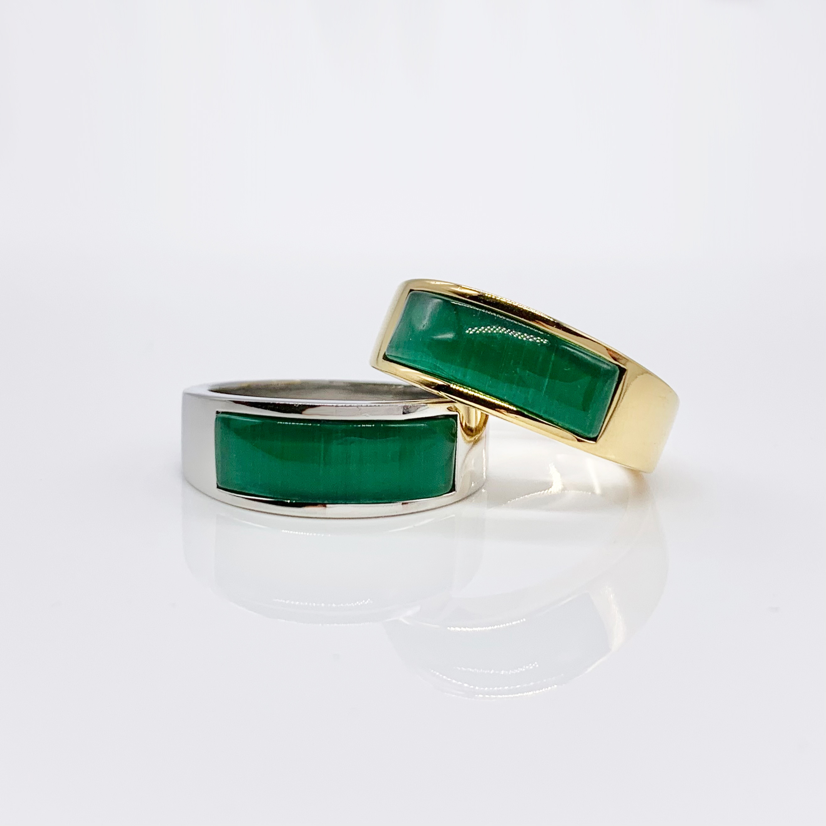 Emerald Green Stainless Steel Statement Silver/Green opal Ring