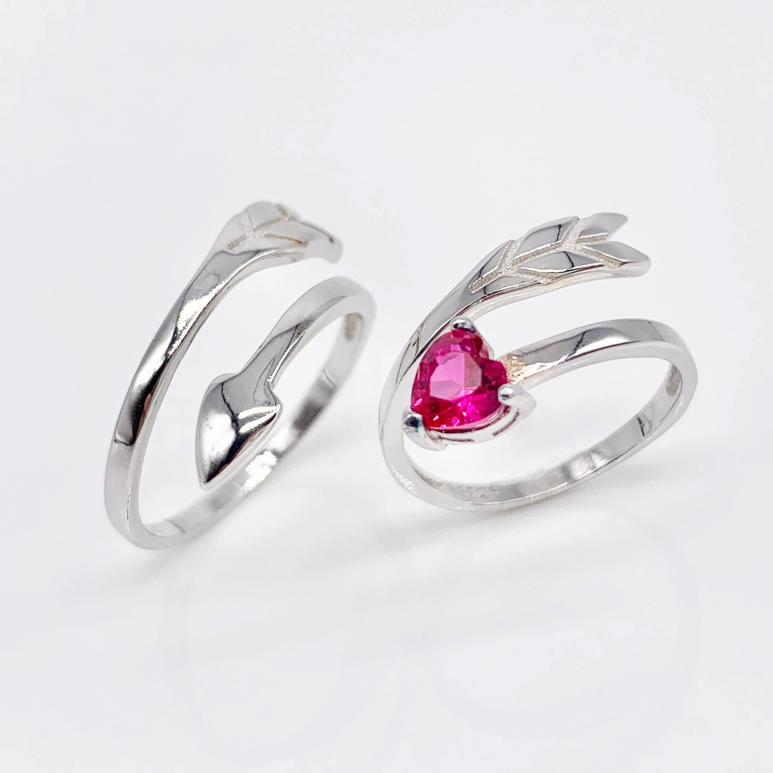 Love Arrow Adjustable couples Rings-Premium Real Silver S925