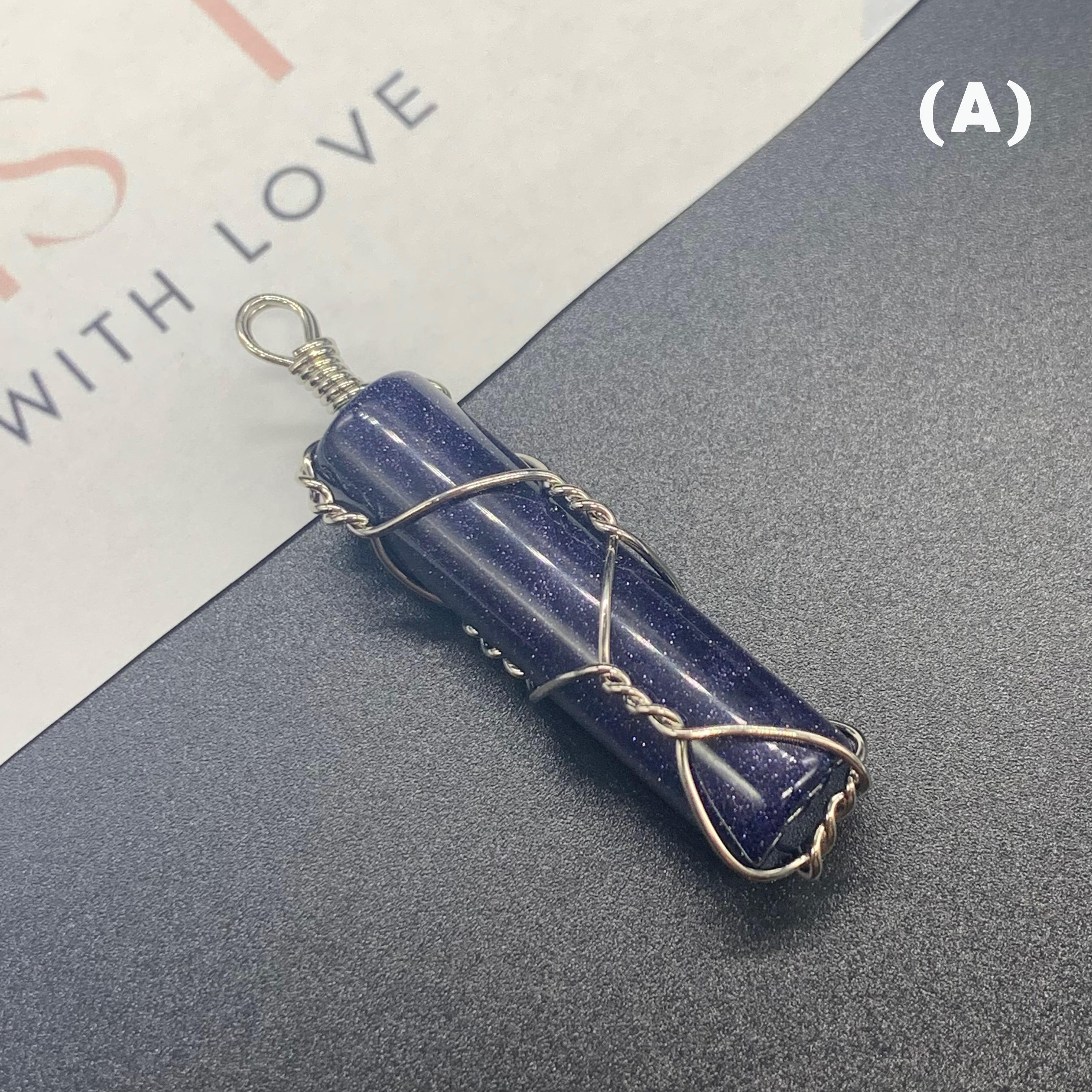 Handmade Natural Gemstone Blue Sandstone | Goldstone Pendant | Black Obsidian | Amethyst |Opal | Tiger's Eye Necklace 