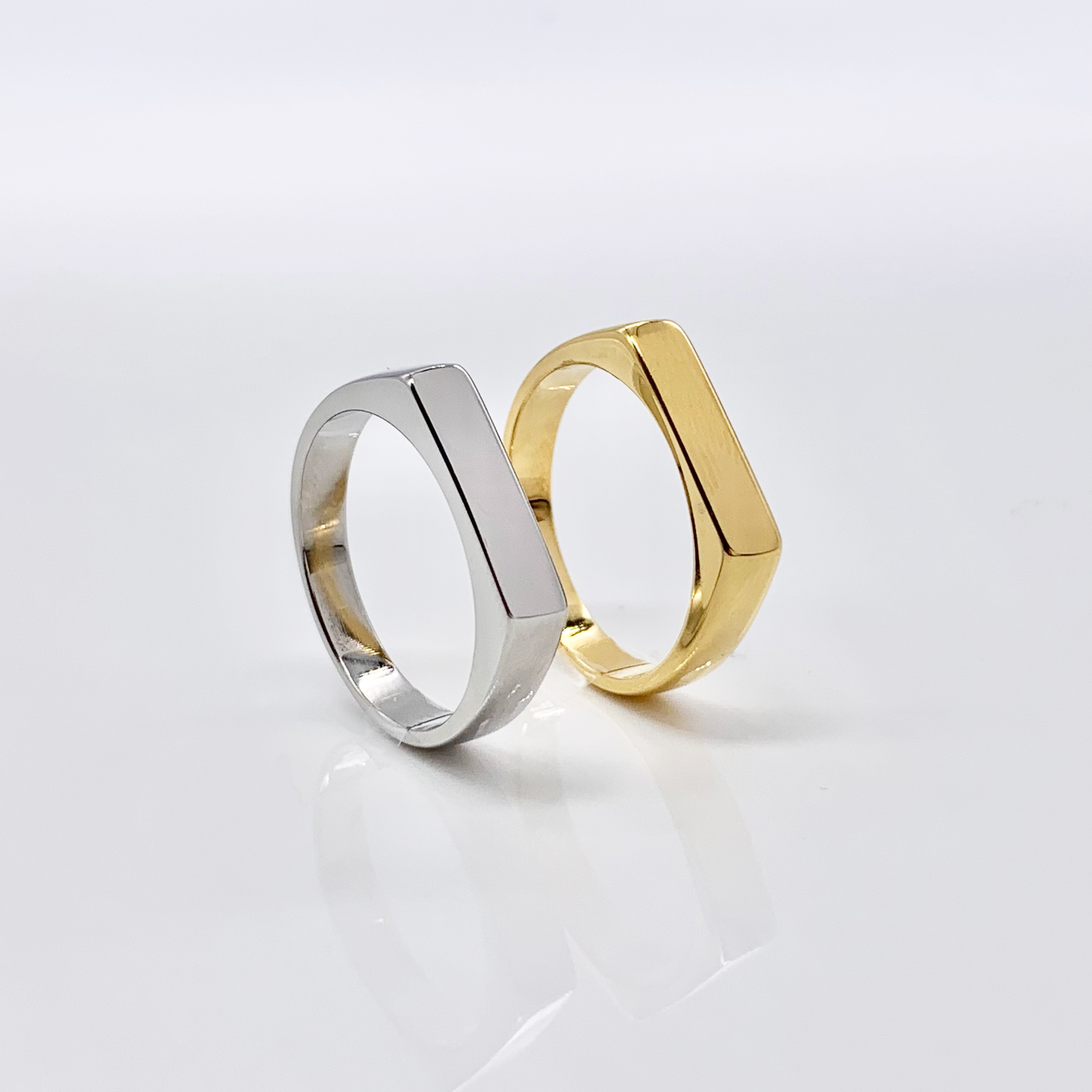 Rectangle Stainless Steel Gold/Silver Signet Pinky Ring