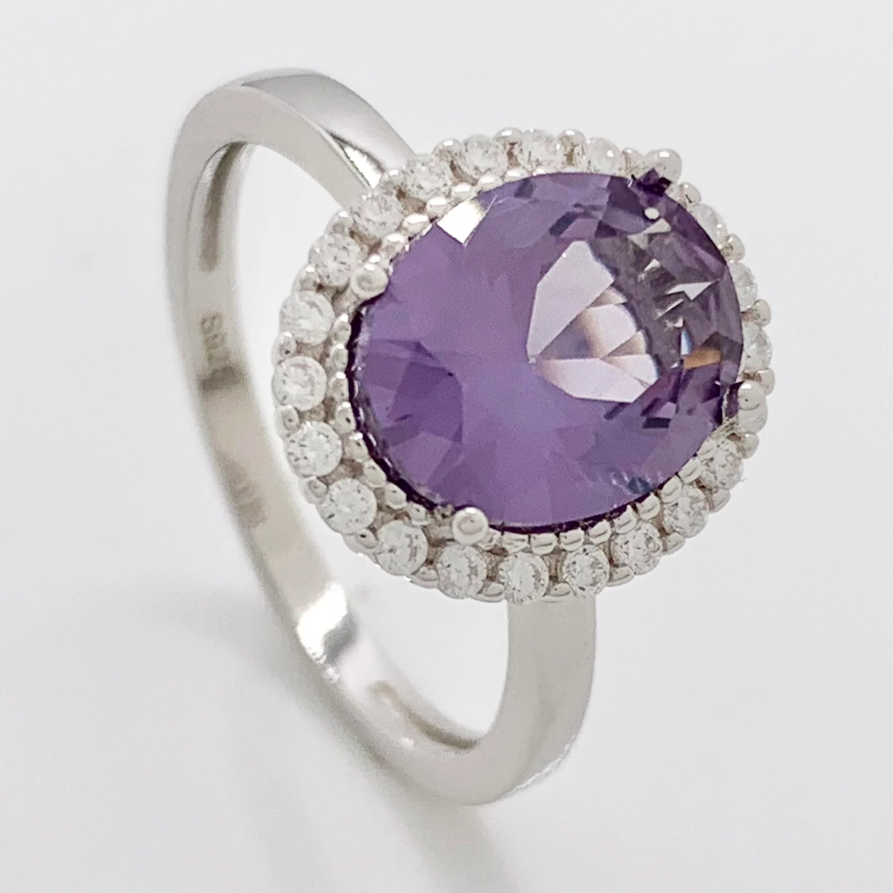Unique Oval -June Birthstone -Alexandrite Ring, Real Silver S925