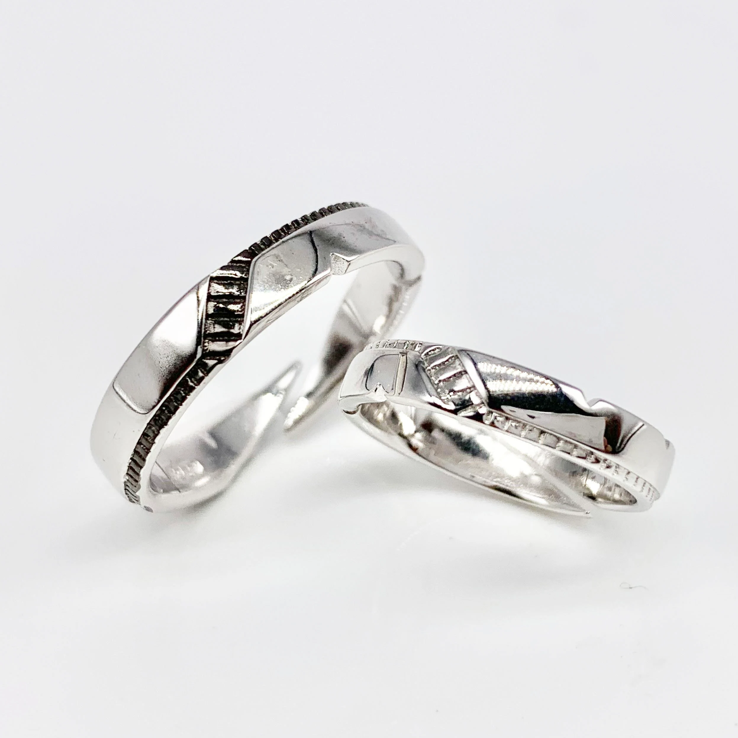 Set of 2 Adjustable couples Anniversary Rings, Real Silver S925