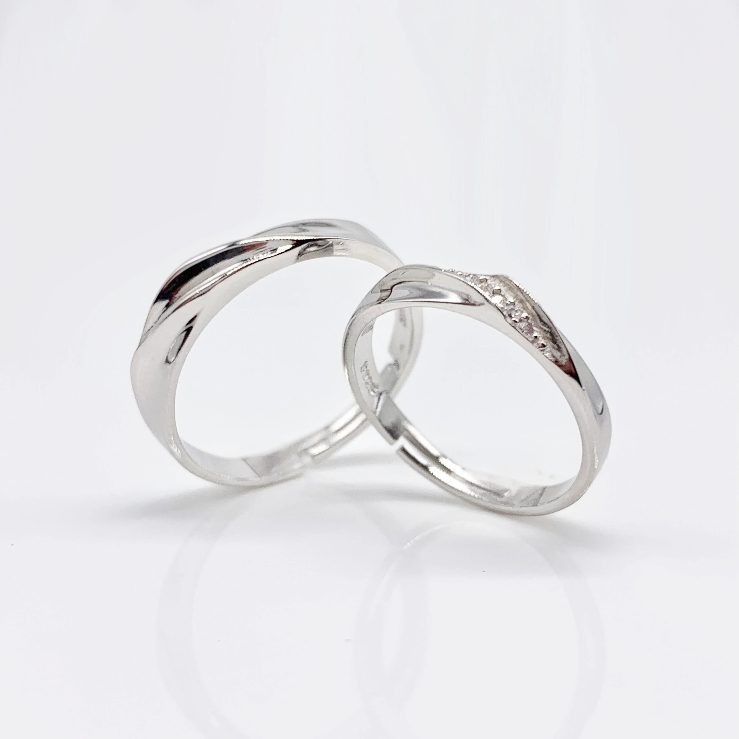Elegant Adjustable Couple Rings Set in Real Sterling Silver