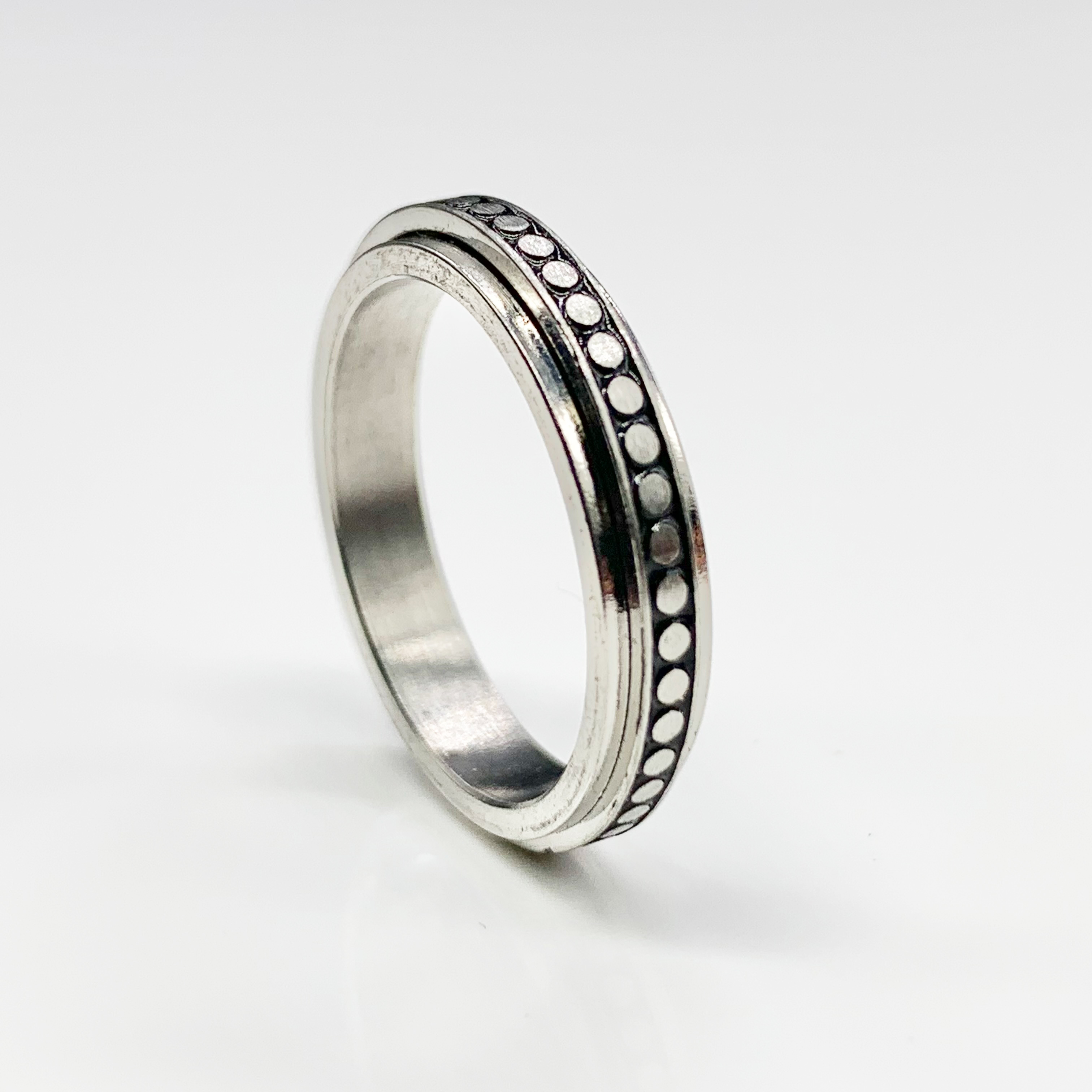 Flowers | Moon Phases | Full Moon Stainless steel Spinner Fidget Ring