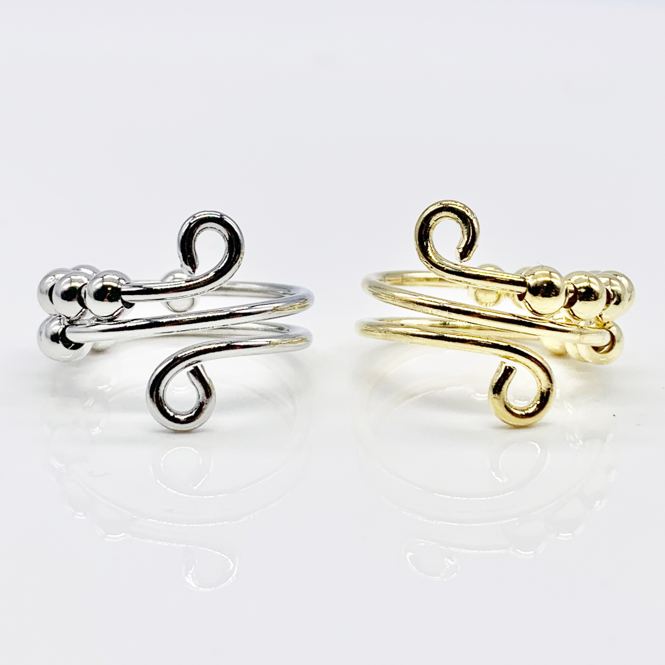 Dainty Fidget Silver/Gold Spinner Ring 