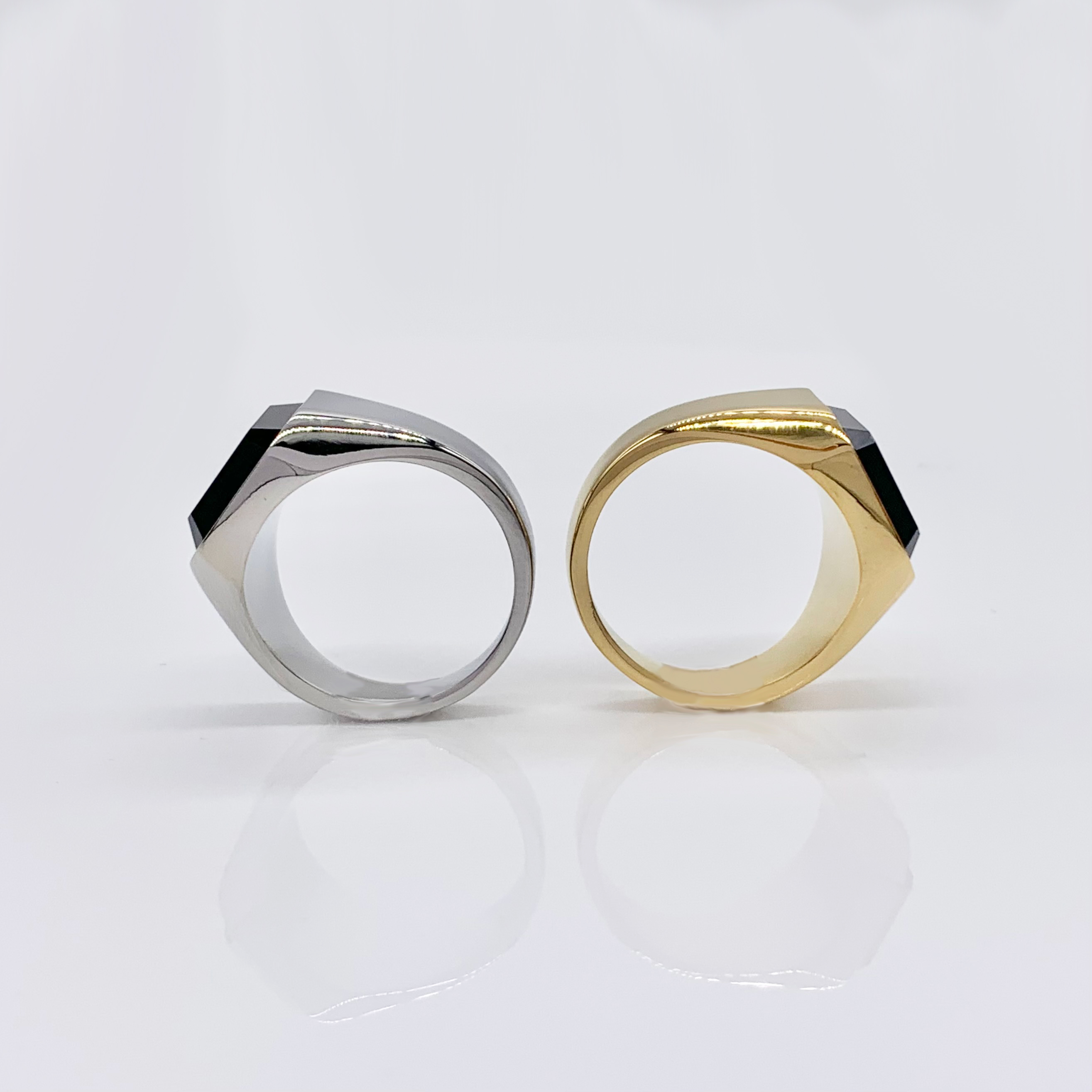 Square Mirror Polished Stainless Steel Silver/Gold Pinky Ring