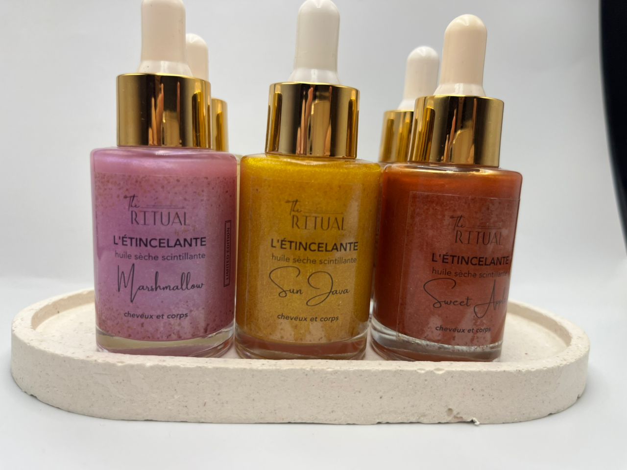 Huile sèche scintillante