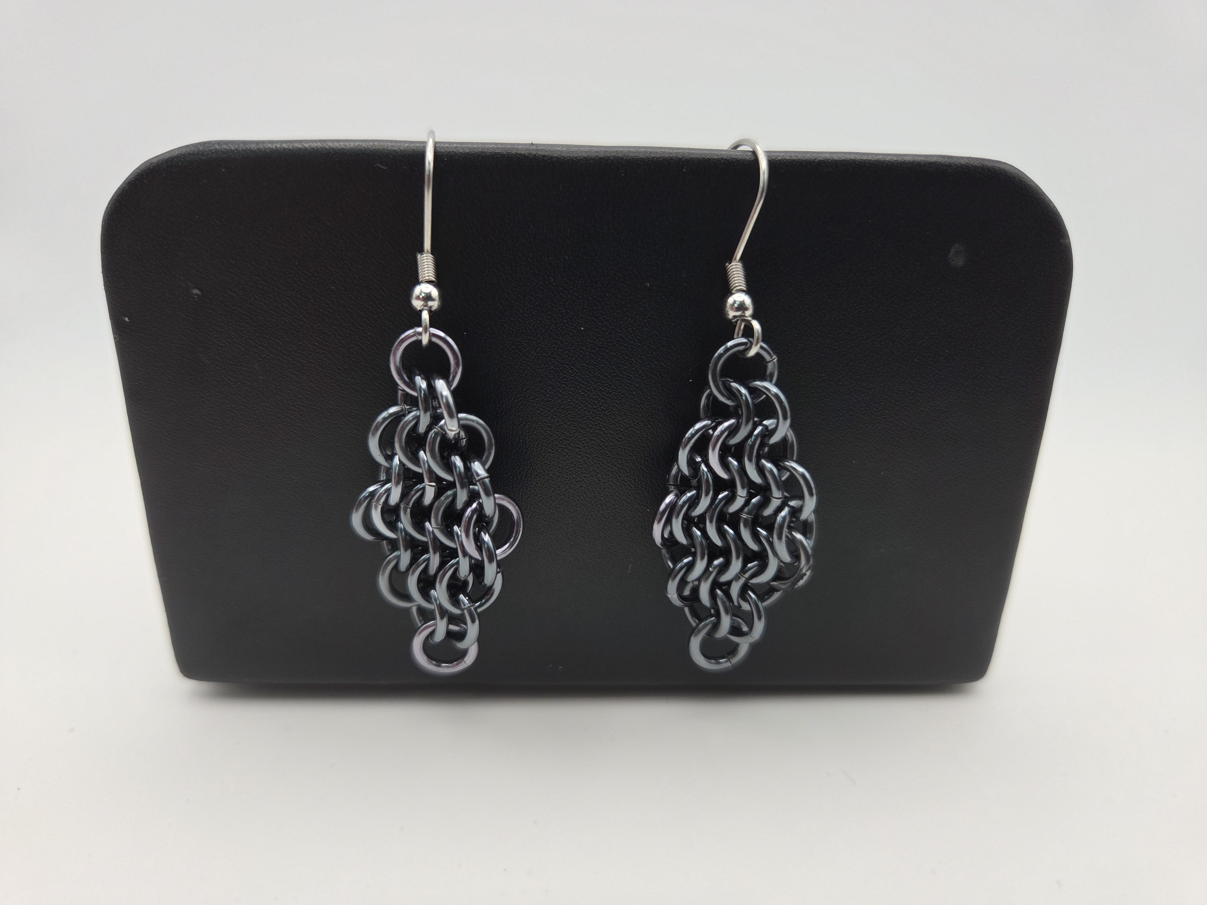 European 4in1 Chainmaille Diamond Earrings - Black Ice