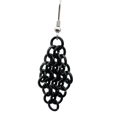 European 4in1 Chainmaille Diamond Earrings - Black