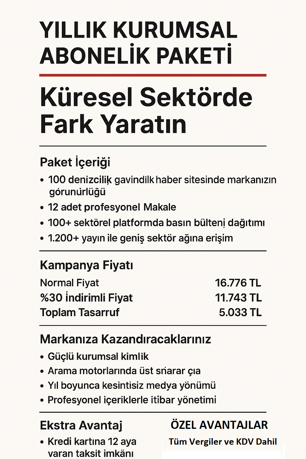 Denizcilik Sektörü Duyuru Paketi