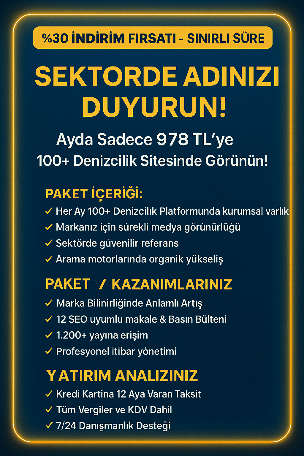 Denizcilik Sektörü Duyuru Paketi