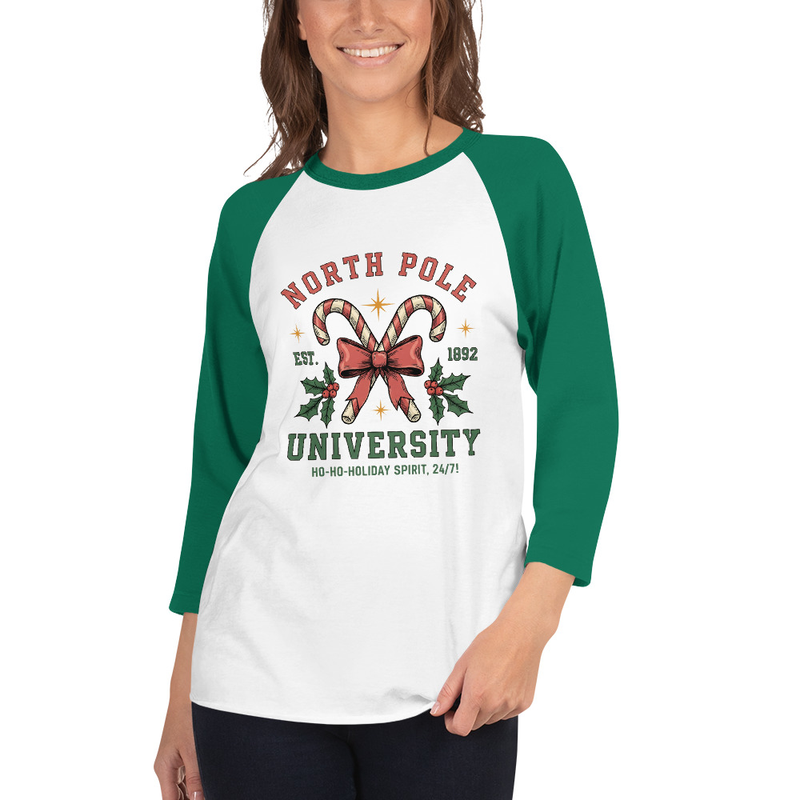 North Pole University - 3/4 sleeve raglan shirt / Pajama Top