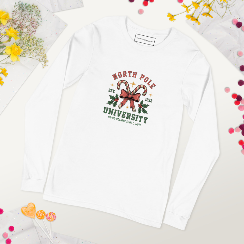 North Pole University - Ladies Long Sleeve Tee / Pajama Top 