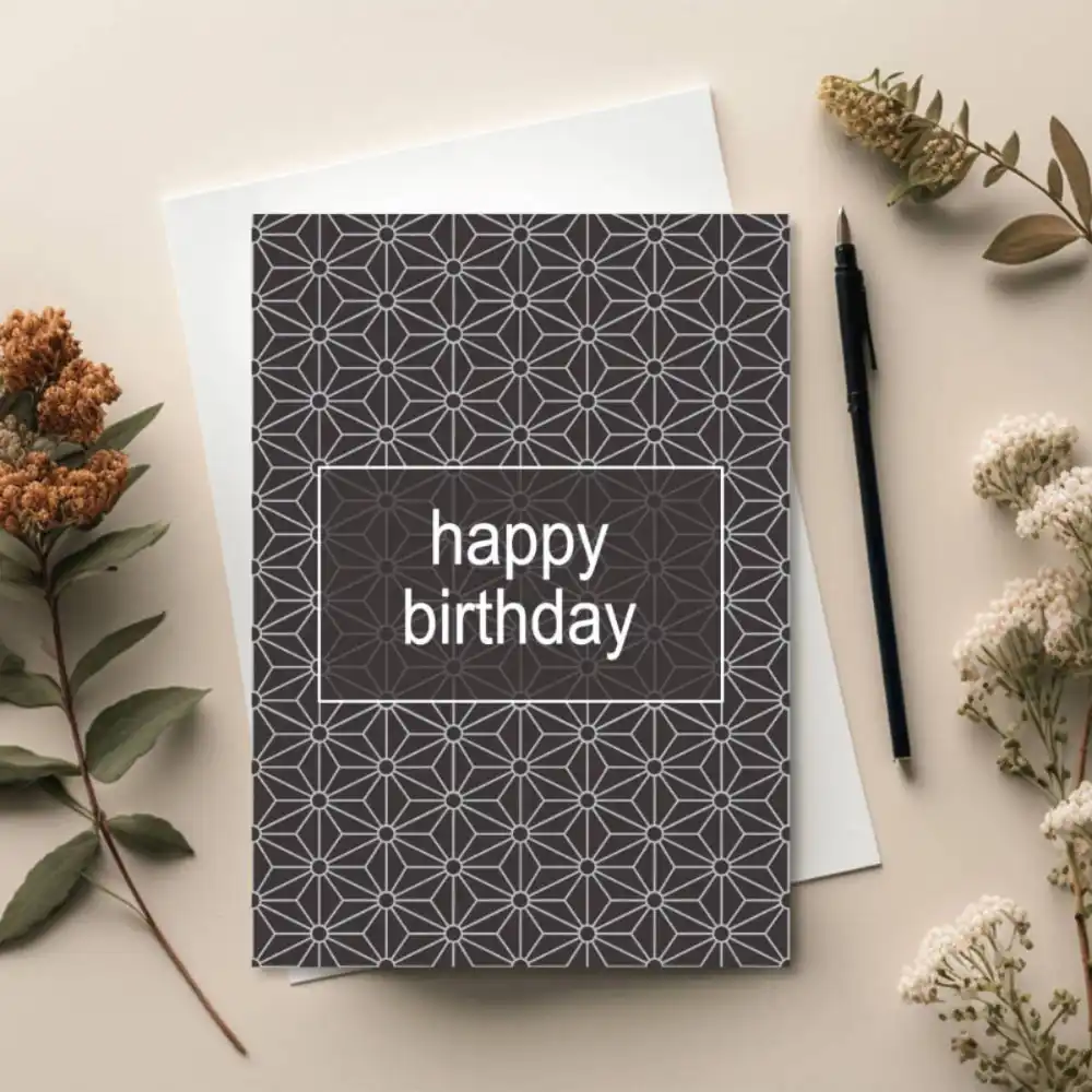 Asanoha Geometric Pattern Birthday Card