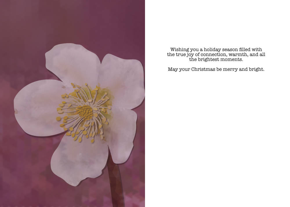 High-Poly Winter Rose Art Card: Crystalline Floral Christmas Greetings