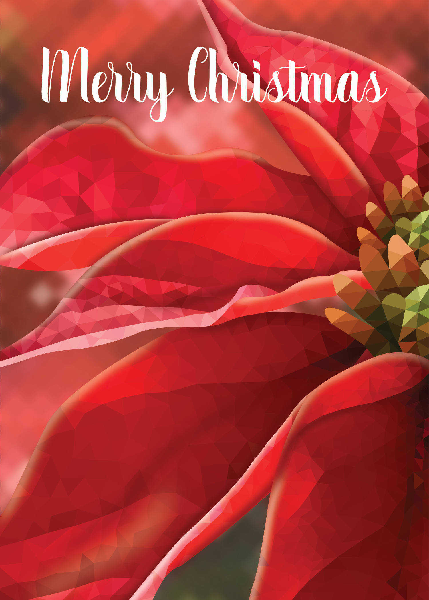 Printable Poinsettia Geometric Christmas Card
