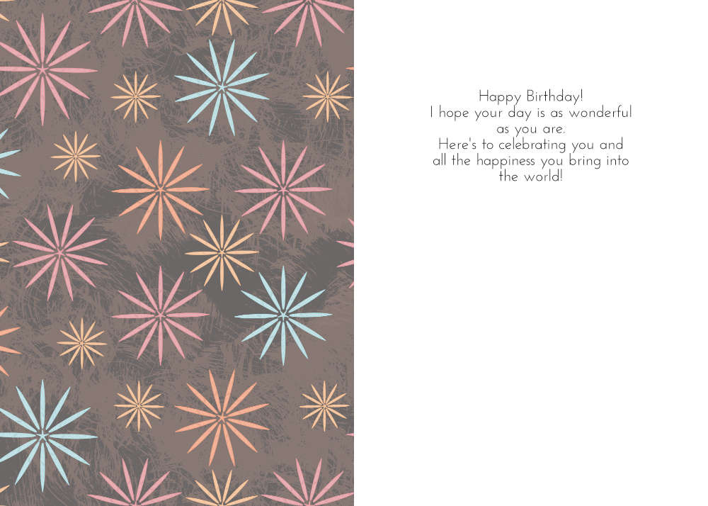 Printable Geometric Starburst Birthday Card